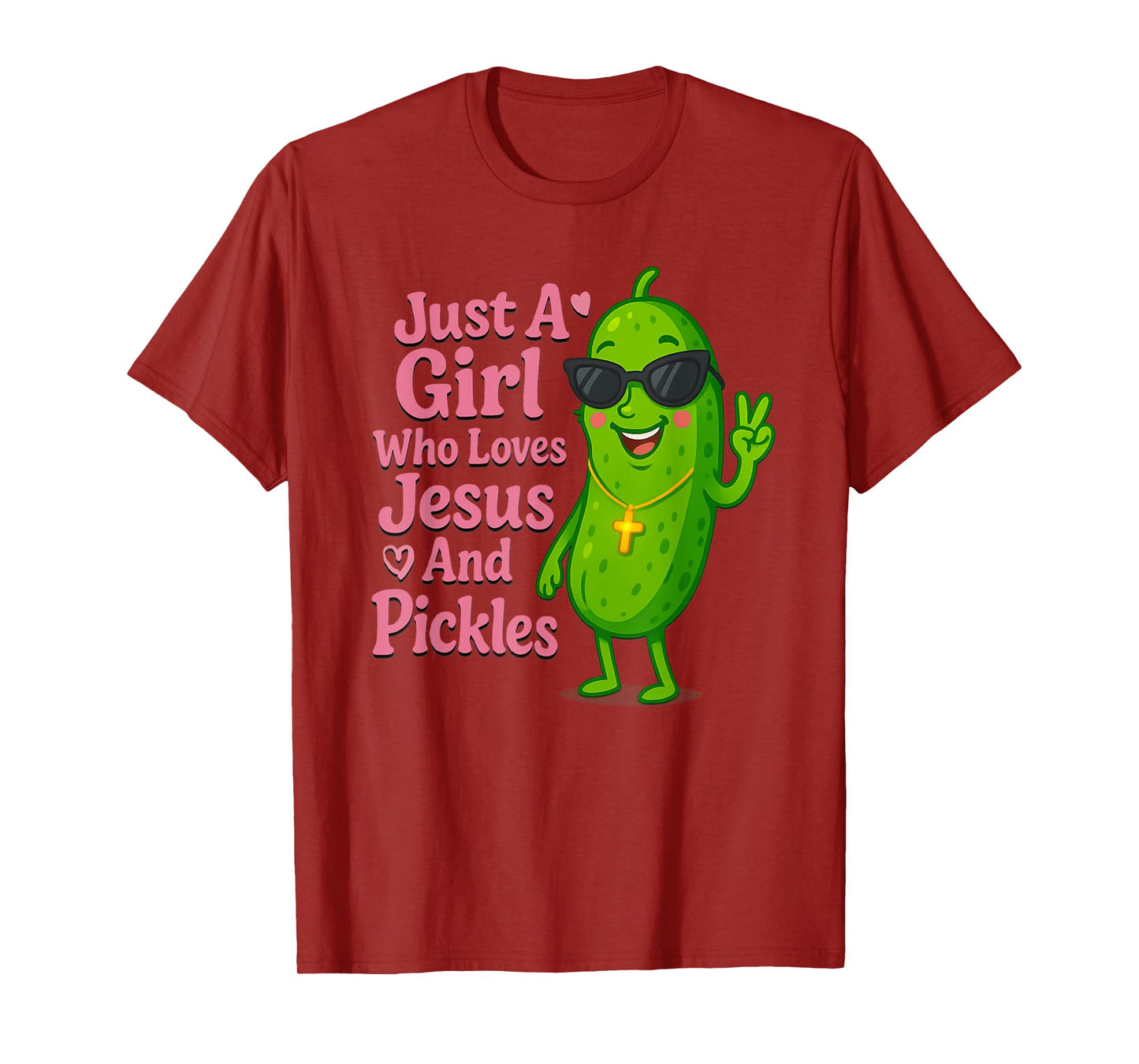 Funny Christian Just A Girl Who Loves Jesus And Pickles T-Shirt