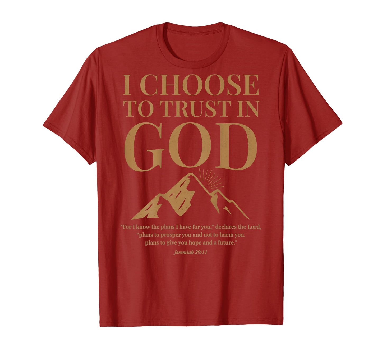 (ON Back) Trust in God Jeremiah 29 11 Christian Bible Verse T-Shirt