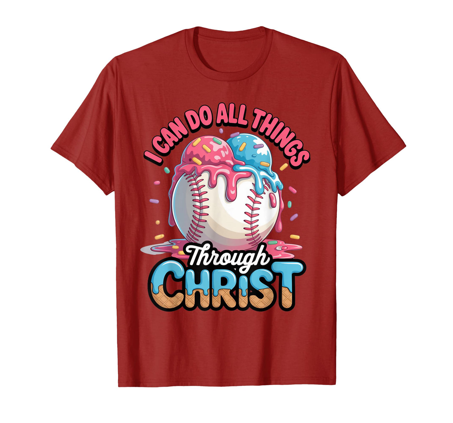 Ice Cream Drip Baseball Stuff Philippians 4:13 Jesus Boys T-Shirt