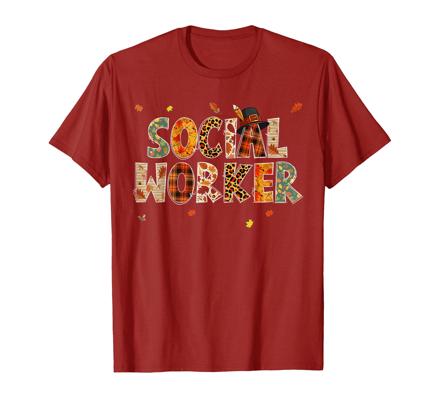 Funny Social Worker Pumpkin Autumn Tree Fall Leaves T-Shirt