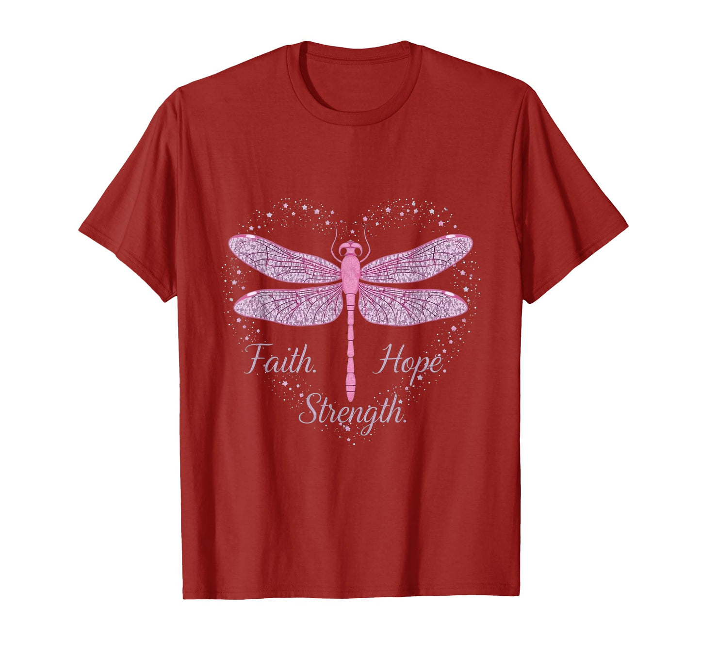 Breast Cancer Awareness Faith Hope Strength Pink Dragonfly T-Shirt