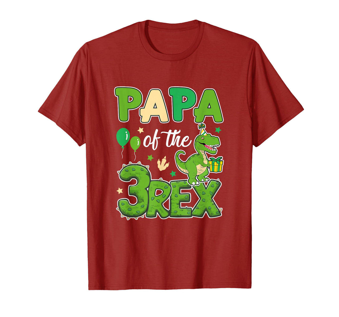 Papa Of The Three Rex Birthday Dinosaur Family Matching T-Shirt