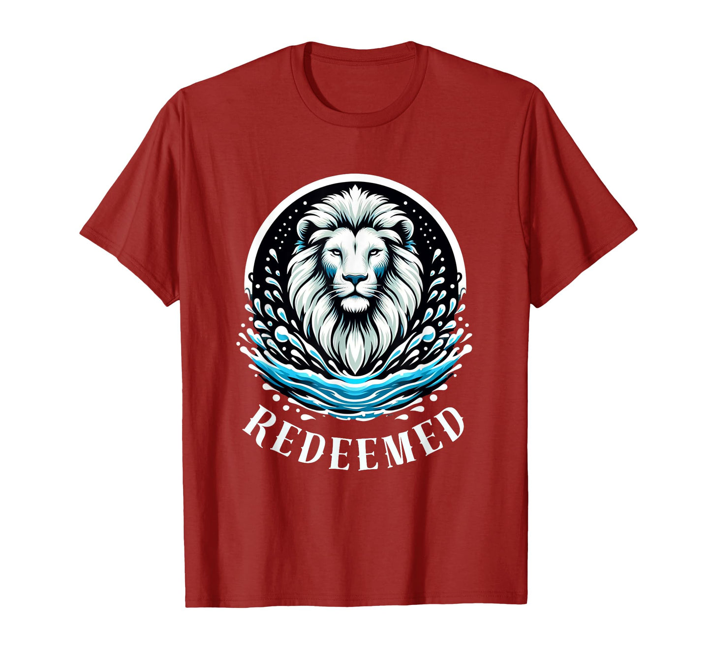 REDEEMED, LION Christian Men's Baptism T-Shirt