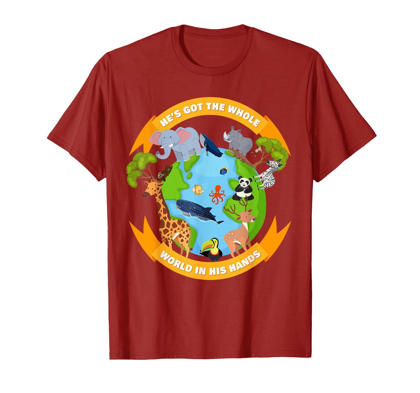 He's Got The Whole World in His Hands – Faith Kids Animals T-Shirt