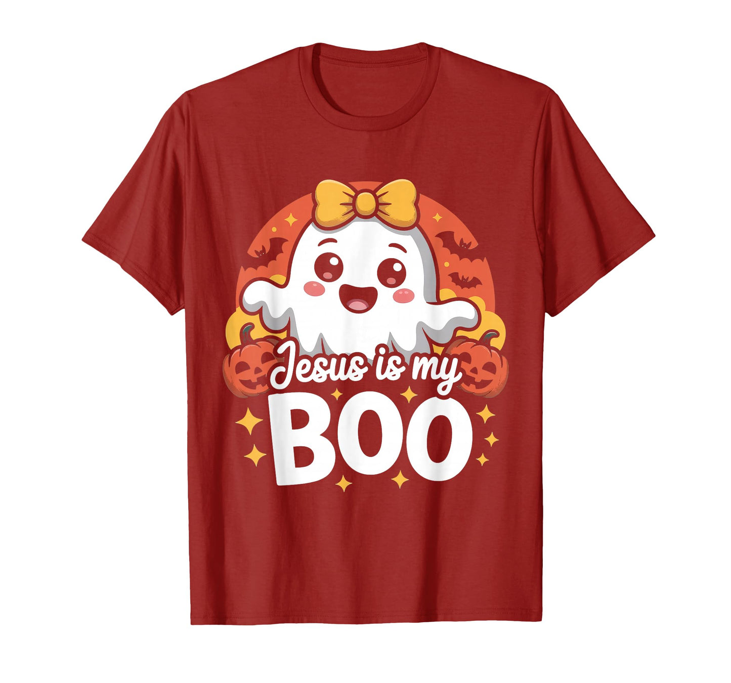 Jesus is My Boo Christian Halloween Ghost Bow Women Kids T-Shirt