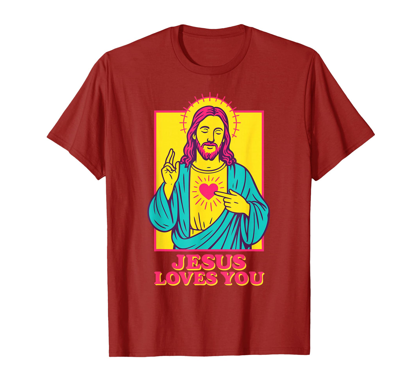 Jesus Loves You Sacred Heart Christian Faith Retro Pop Art T-Shirt