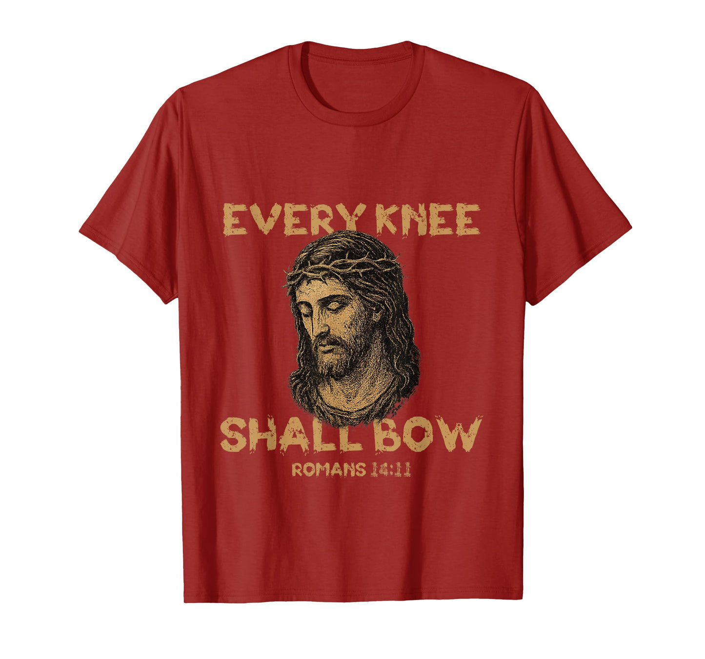 Every Knee Shall Bow Romans 14:11Jesus Christian Bible Verse T-Shirt