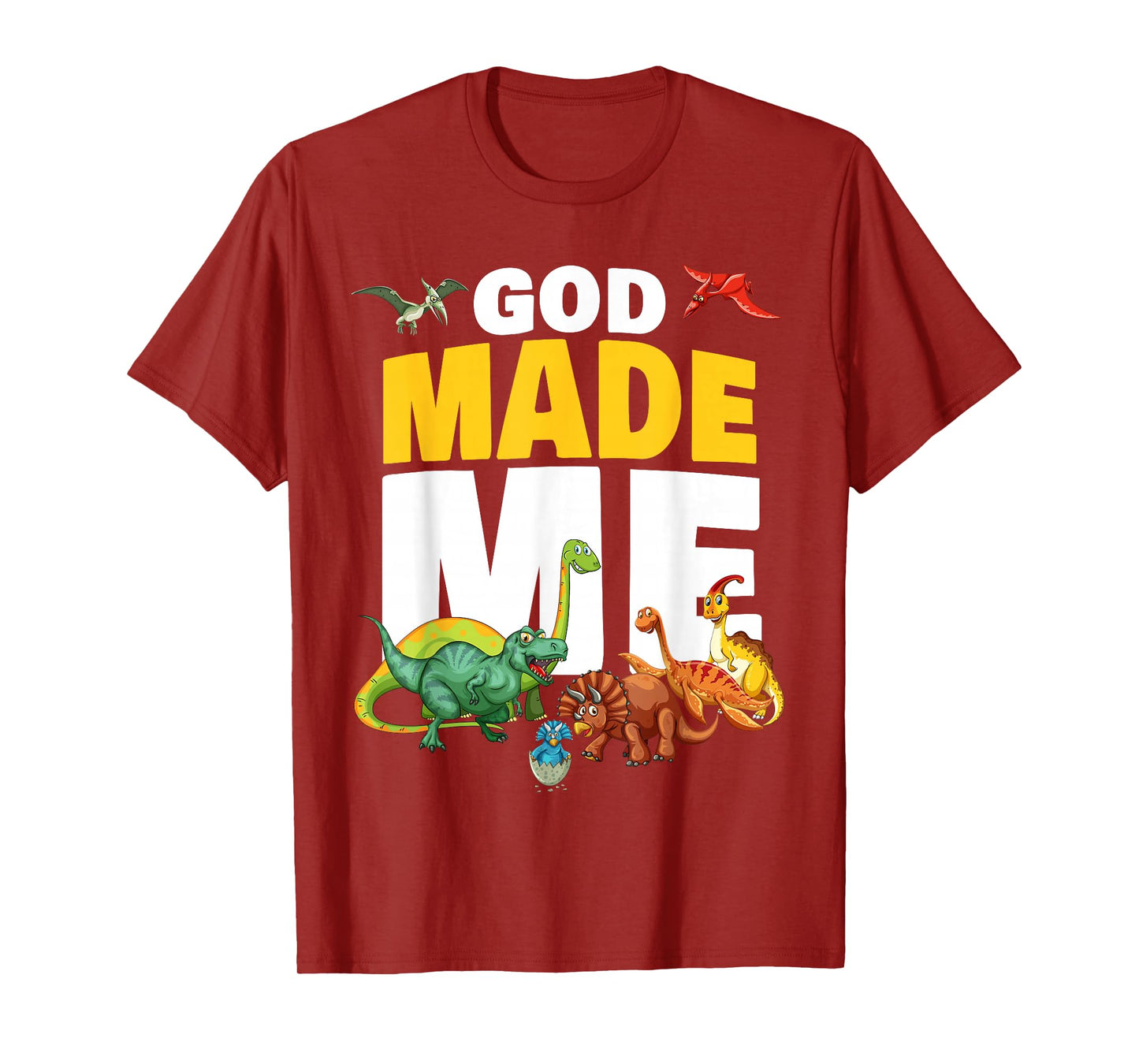 GOD Made Me – Christian Faith Kids Dinosaur Creation T-Shirt