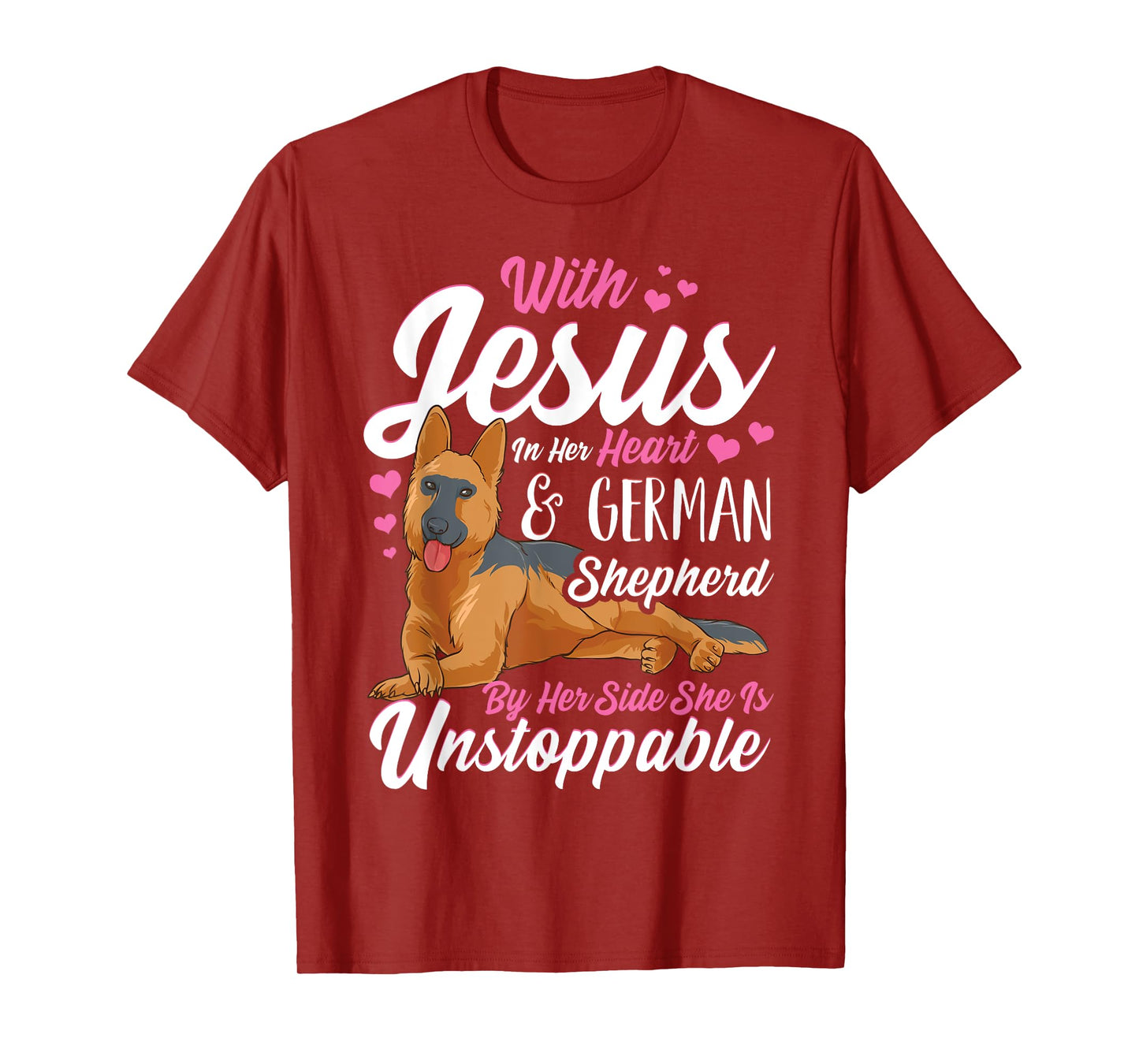 German Shepherd Shirts For Women With Jesus In Her Heart T-Shirt