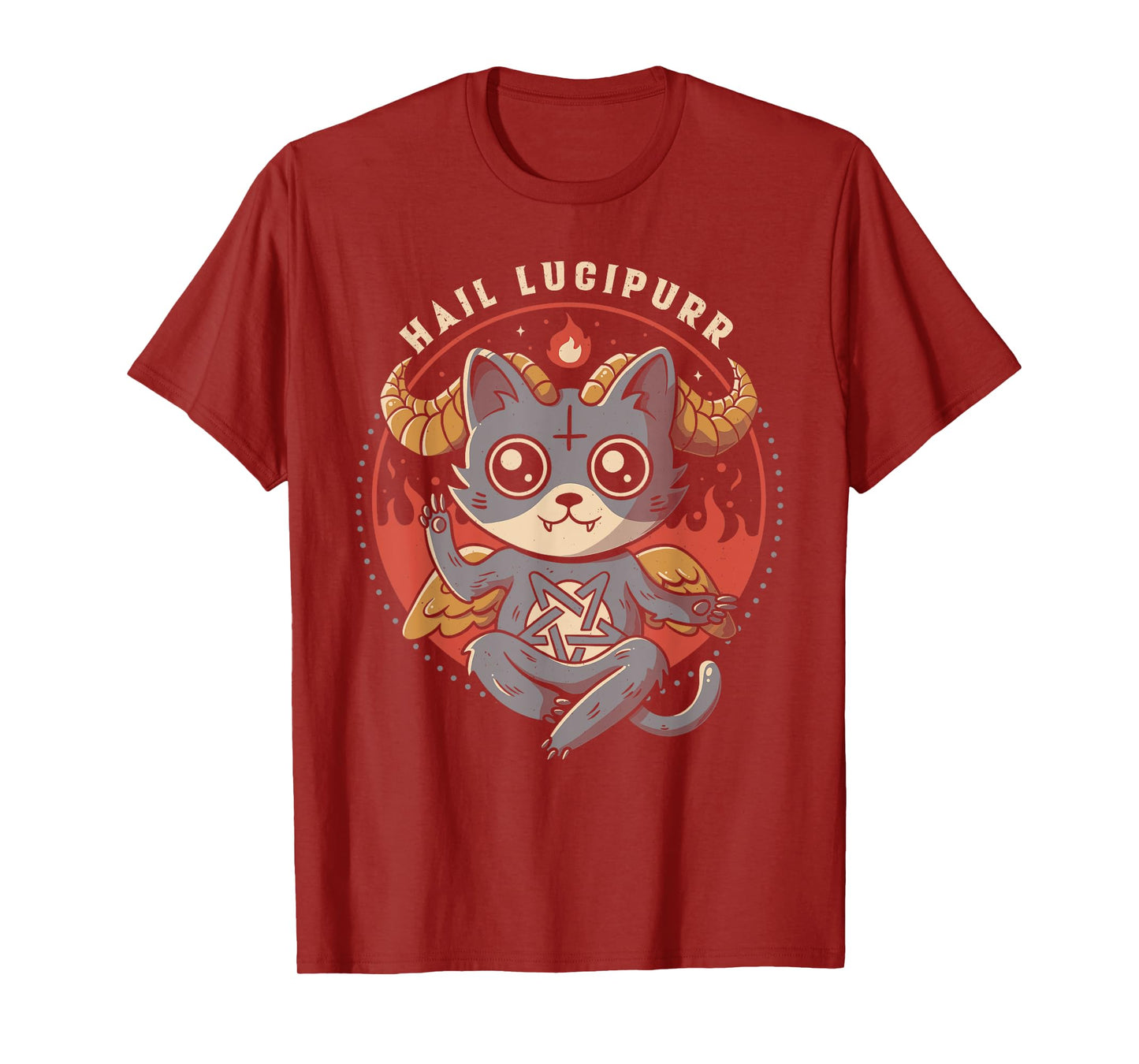 Hail Lucipurr Devil Cat Lover Pentagram Satan Cute Baphomet T-Shirt for Men Women