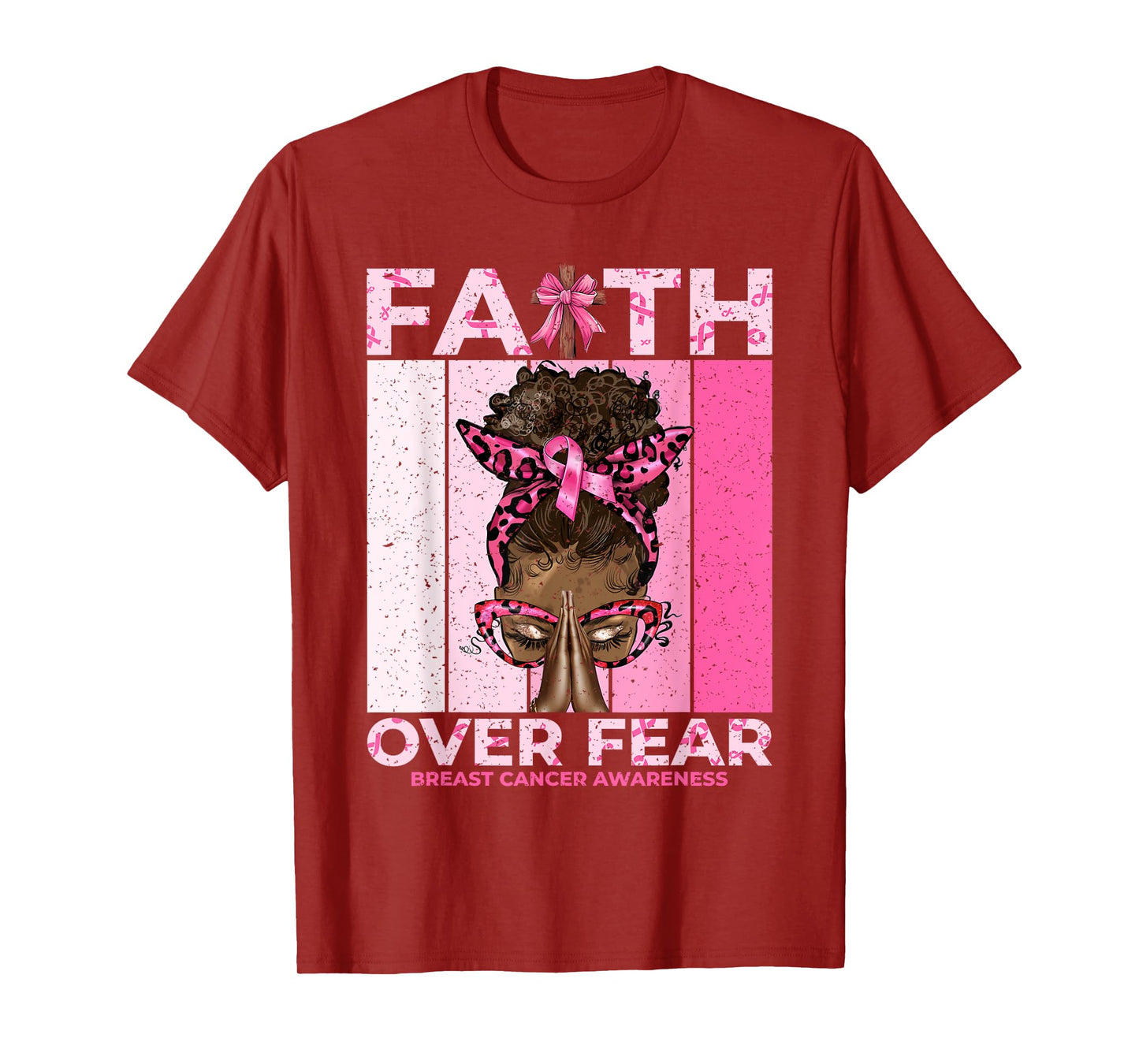 Faith Over Fear Pink Awareness Art T-Shirt