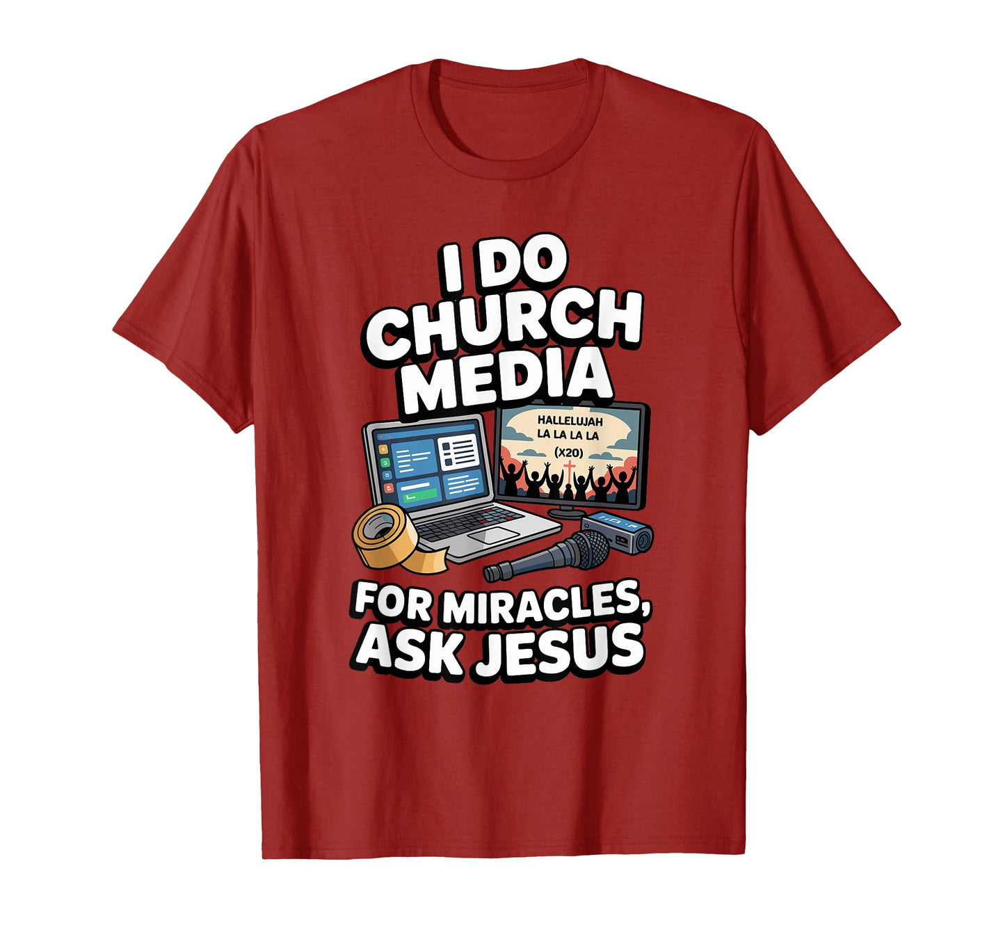 Funny Church Media Tech Jesus Faith T-Shirt