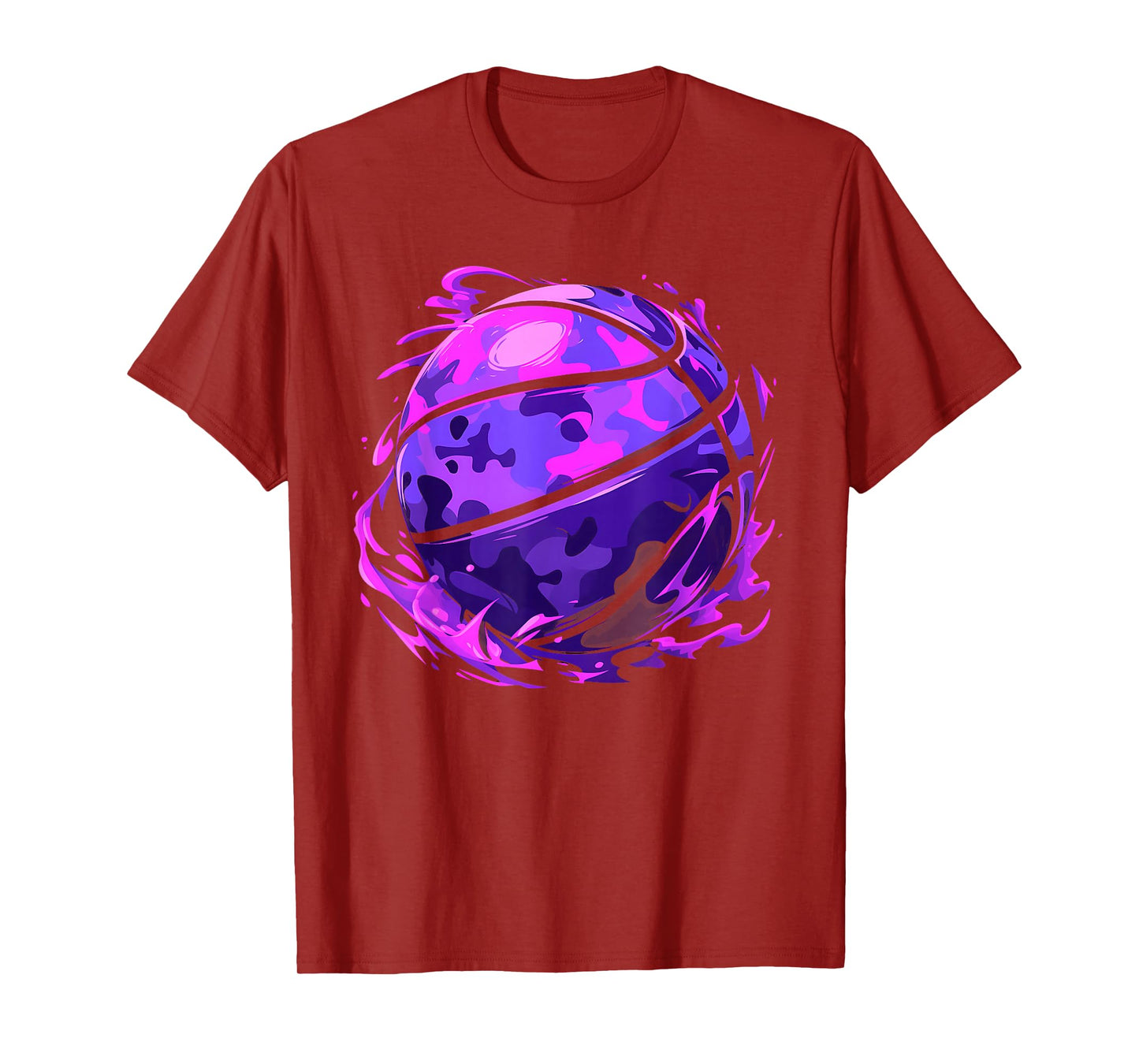 Purple Basketball Camouflage For Men Women Kids Youth Player T-Shirt