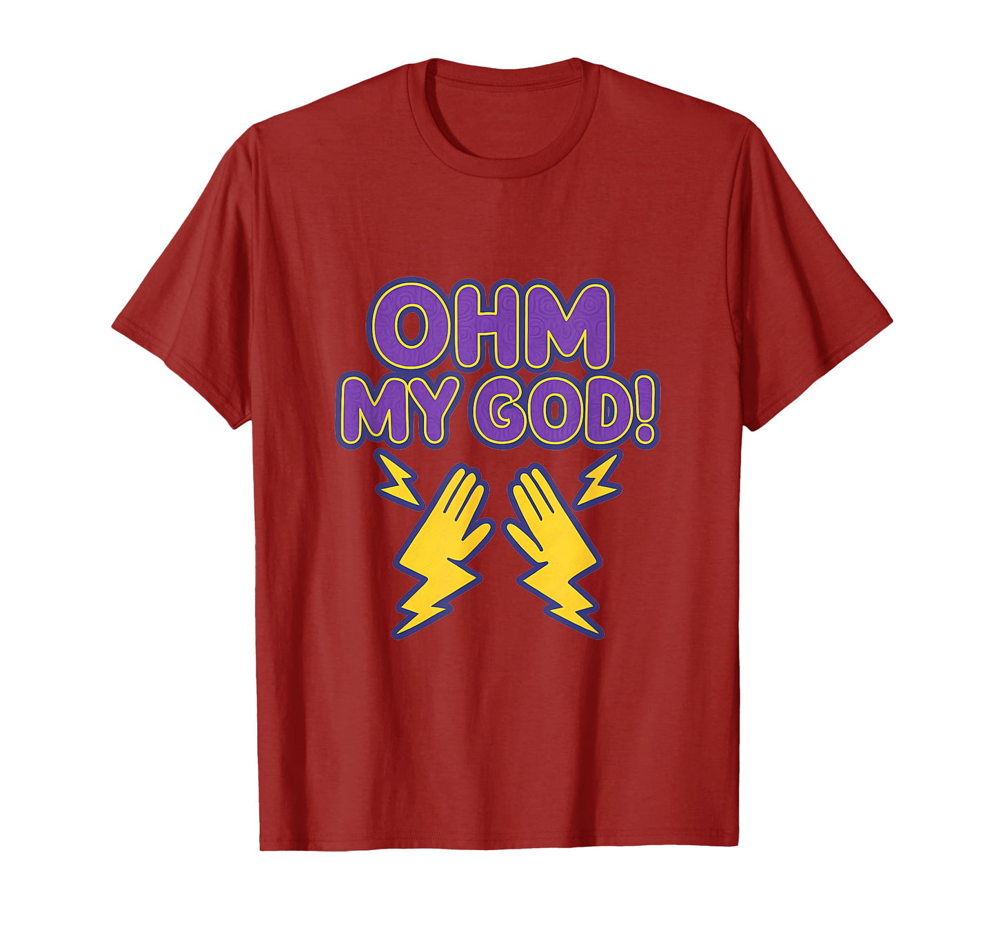 Ohm My God Electrician Humor Bubble Letter Graphic T-Shirt