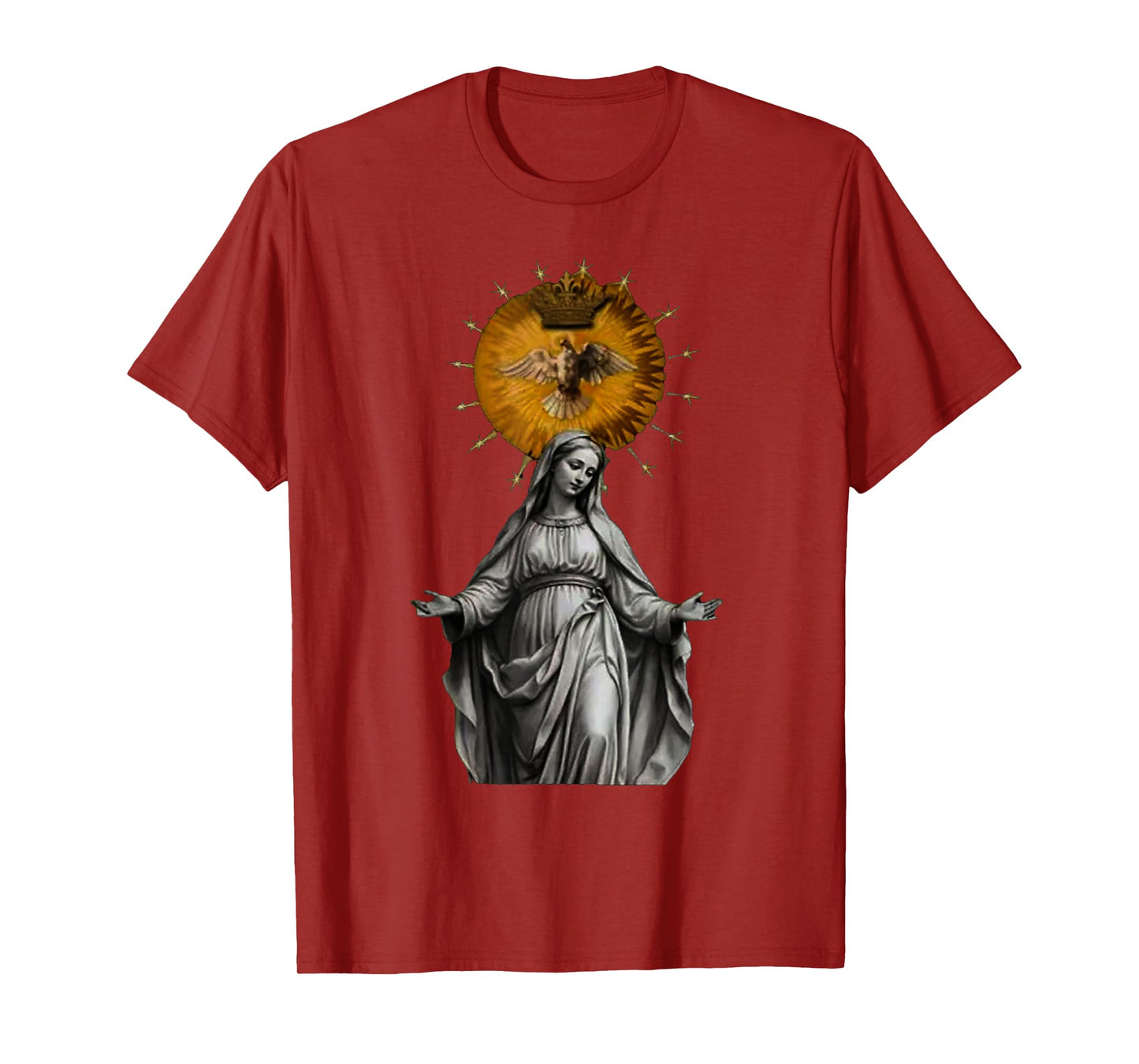 Holy Christ Mother Mary Theme Bird Dove Crown T-Shirt