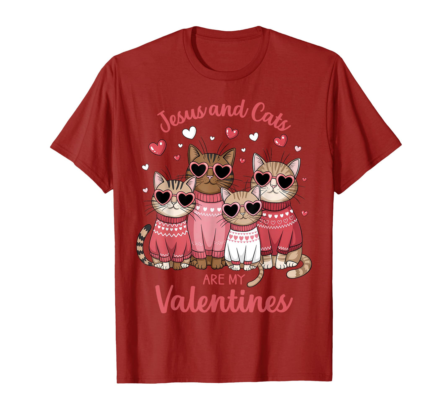 Christian Cat Lovers Valentine's day Jesus and Cats T-Shirt for Men Women Girls Kids