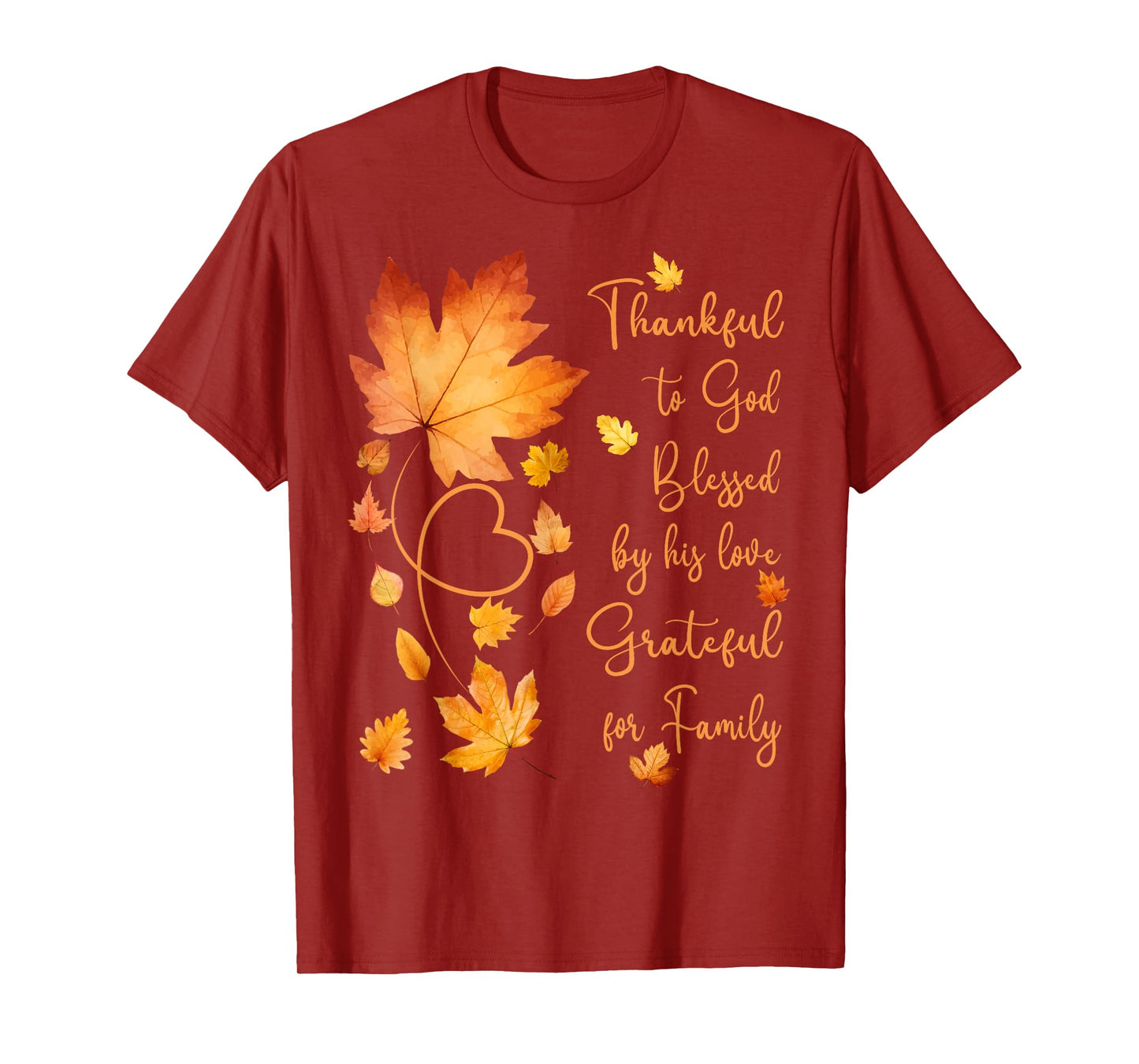 Thankful Grateful Blessed Christian Thanksgiving Fall Leaves T-Shirt