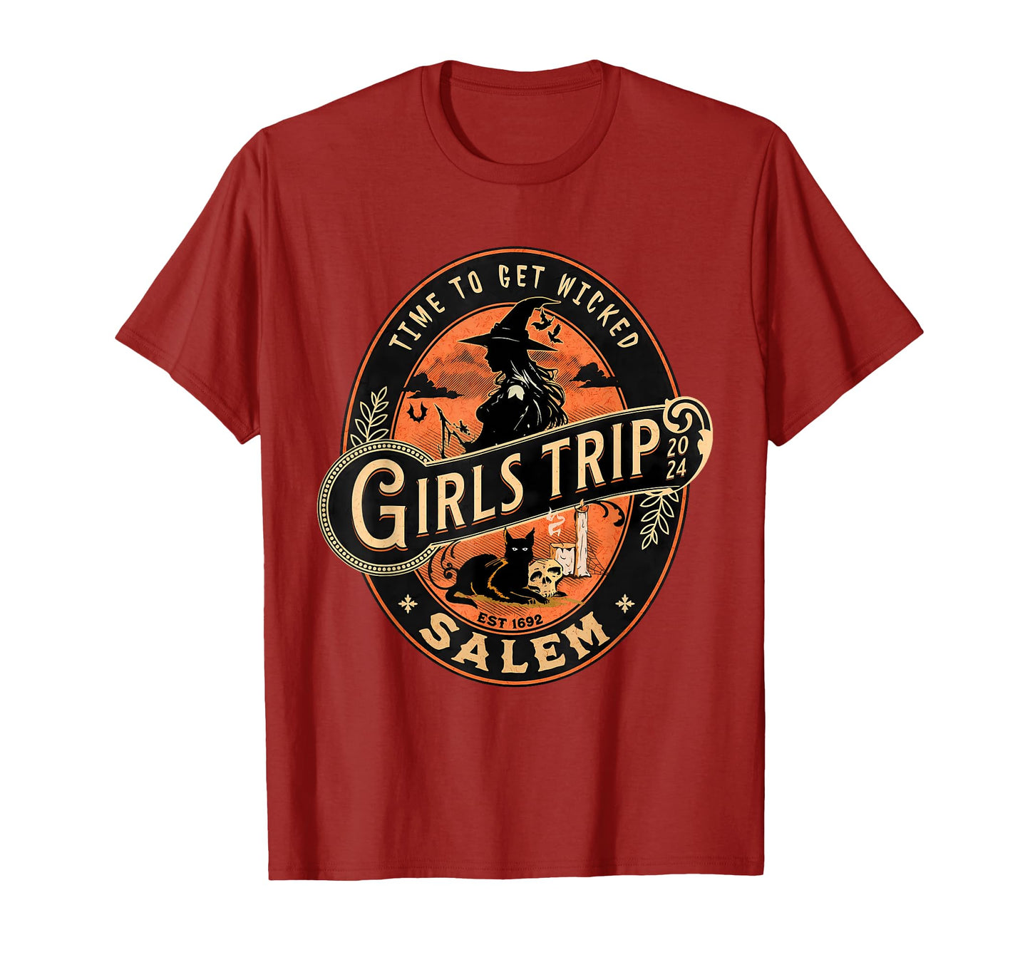 Retro Girls Trip to Salem Time To Get Wicked Cats Halloween T-Shirt