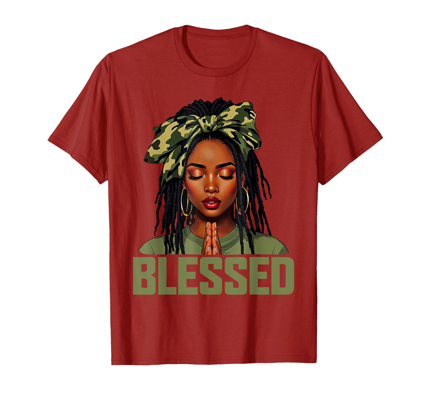 Blessed Black Woman Praying African Christian Camouflage T-Shirt