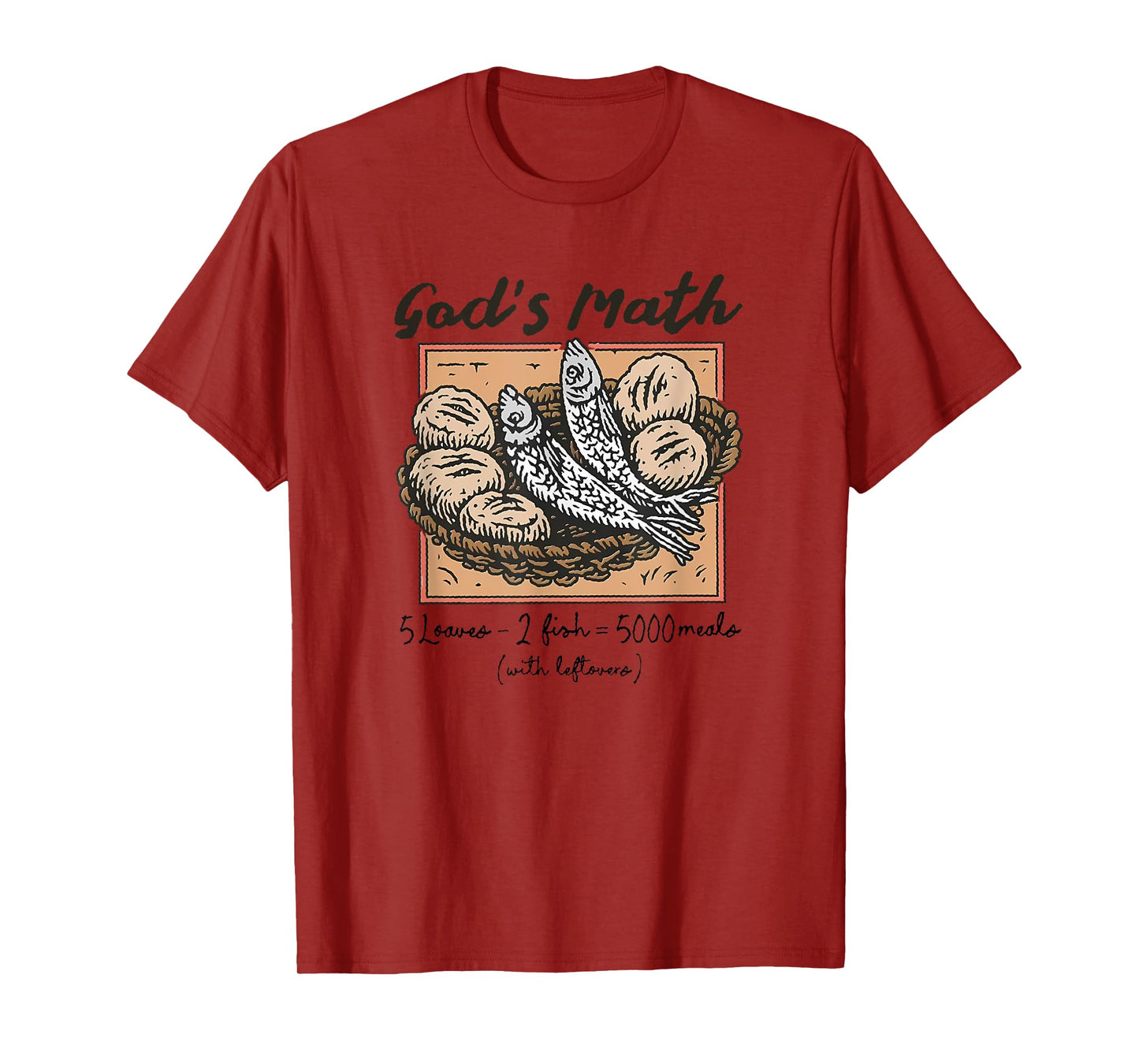 God's Math Loaves Fish Miracle Bible Verse Retro Christian T-Shirt