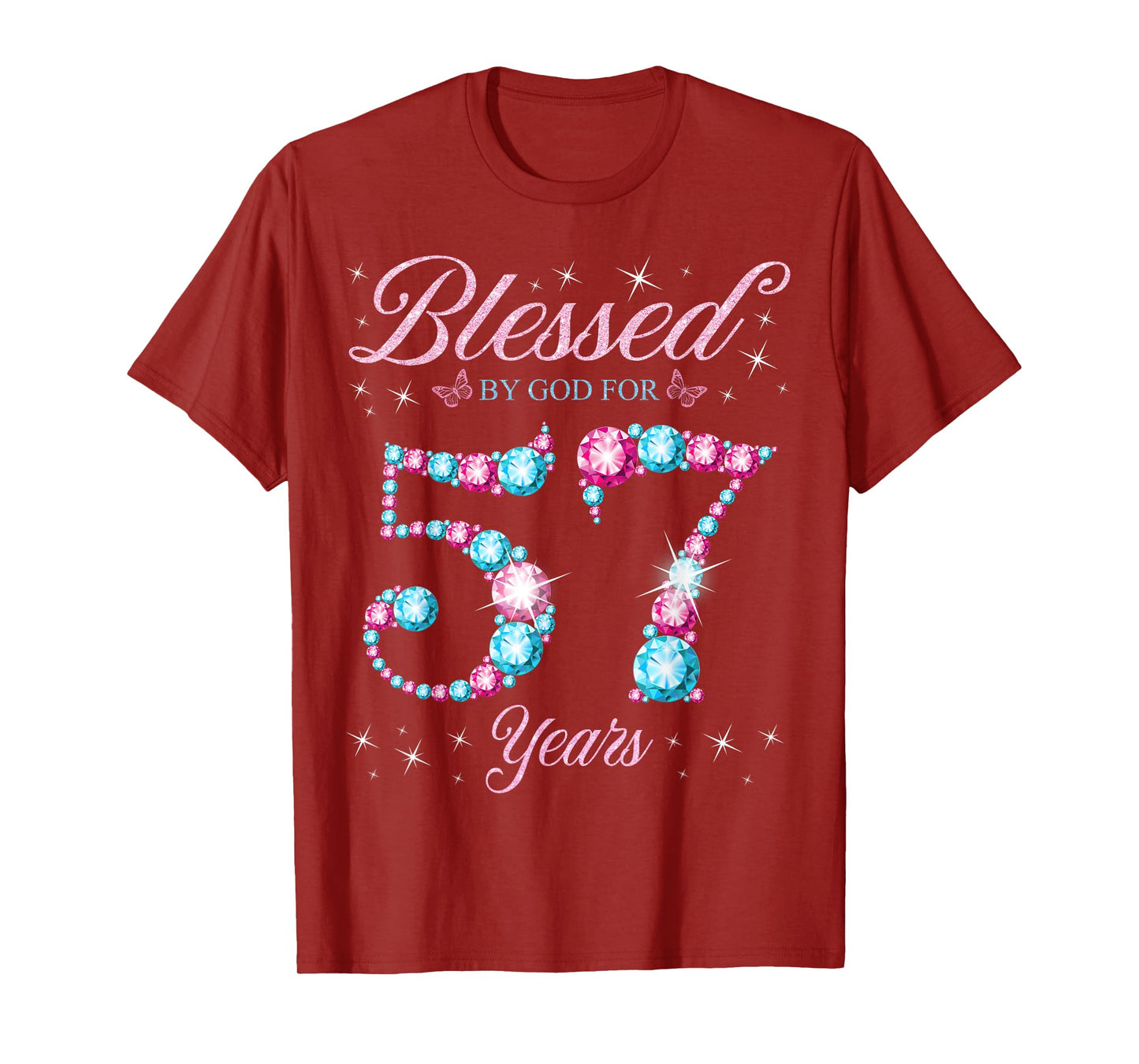 Blessed By God For 57 Years Old 57th Birthday Woman Queen T-Shirt