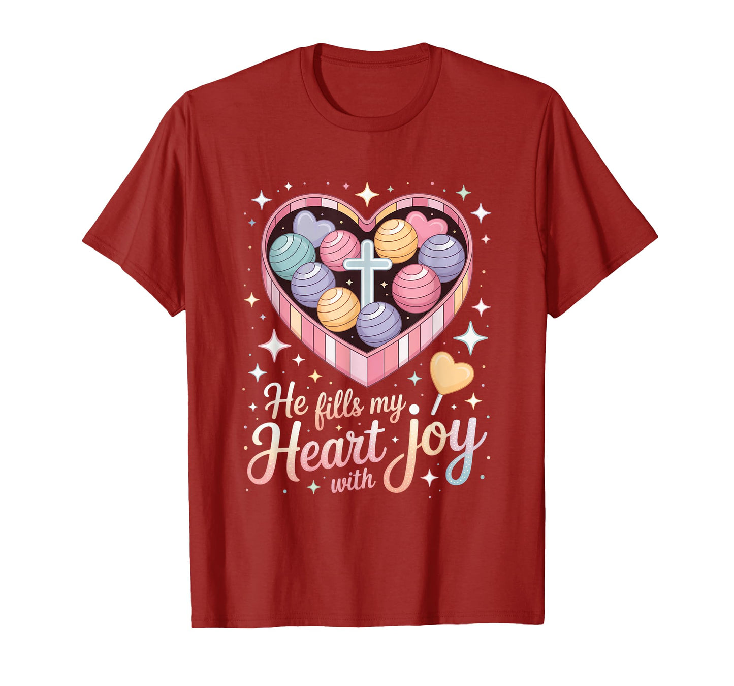 He Fills My Heart with Joy Christian Cross Love T-Shirt