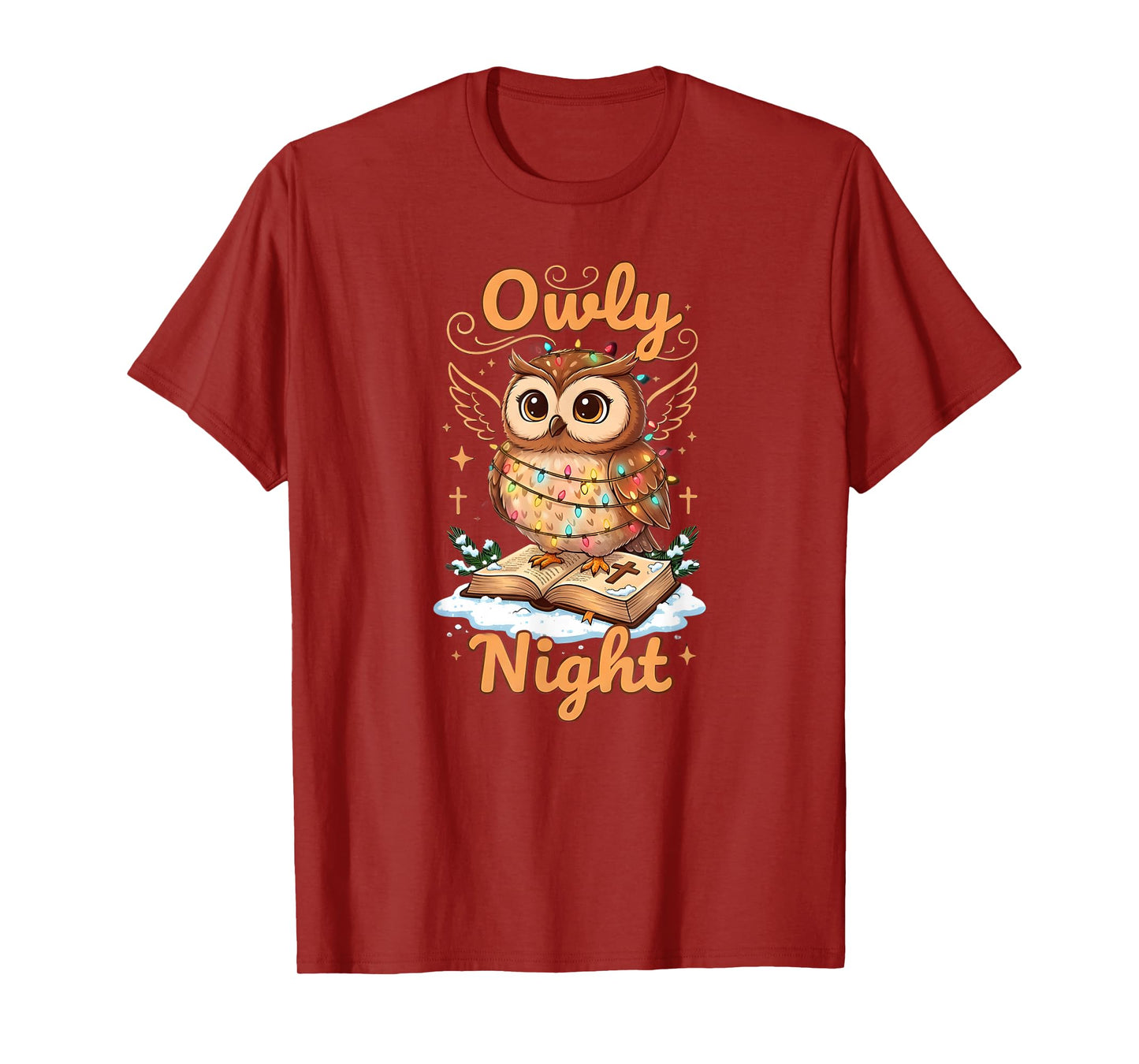 Owly Night Christmas Owl Snowflakes Bible Christian Religion T-Shirt