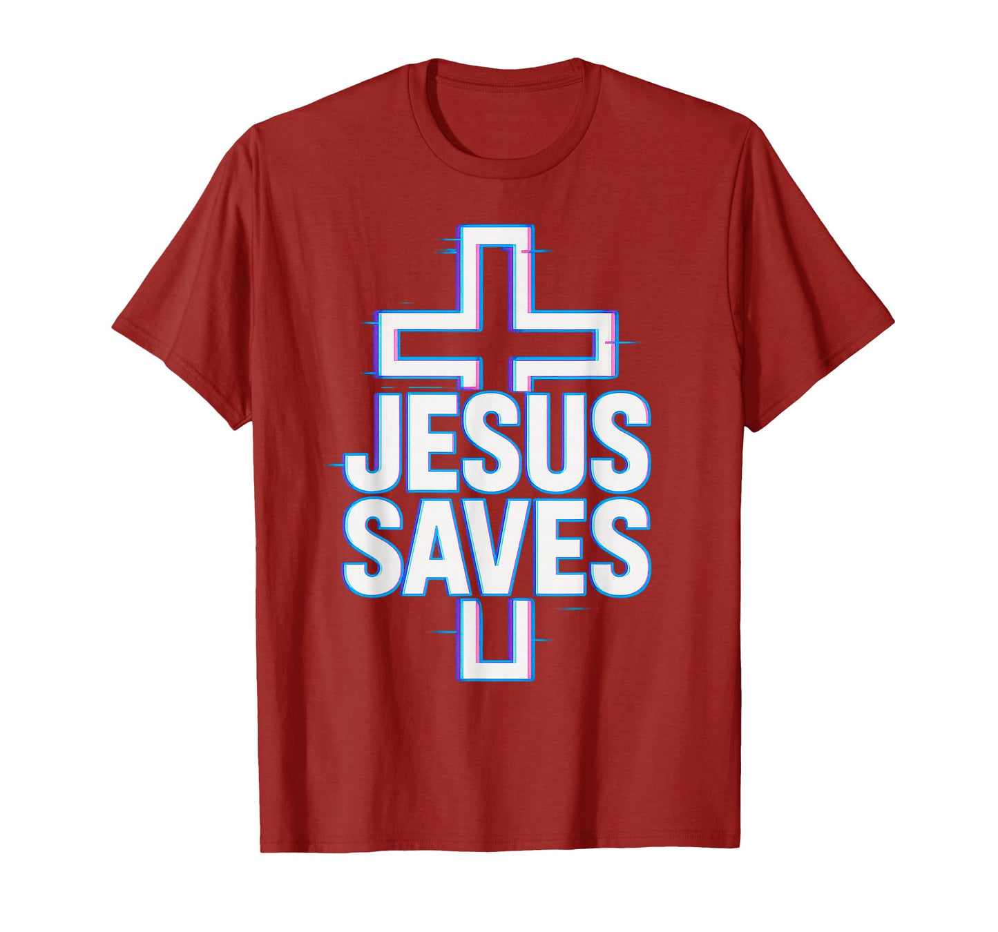 Jesus Saves Neon Glitch Christian T-Shirt