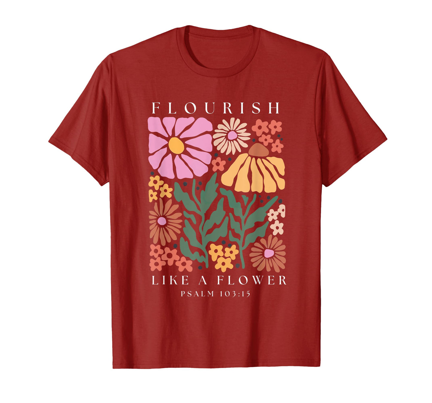 Flourish Boho Christian Shirt Women Bible Verse Jesus Floral T-Shirt
