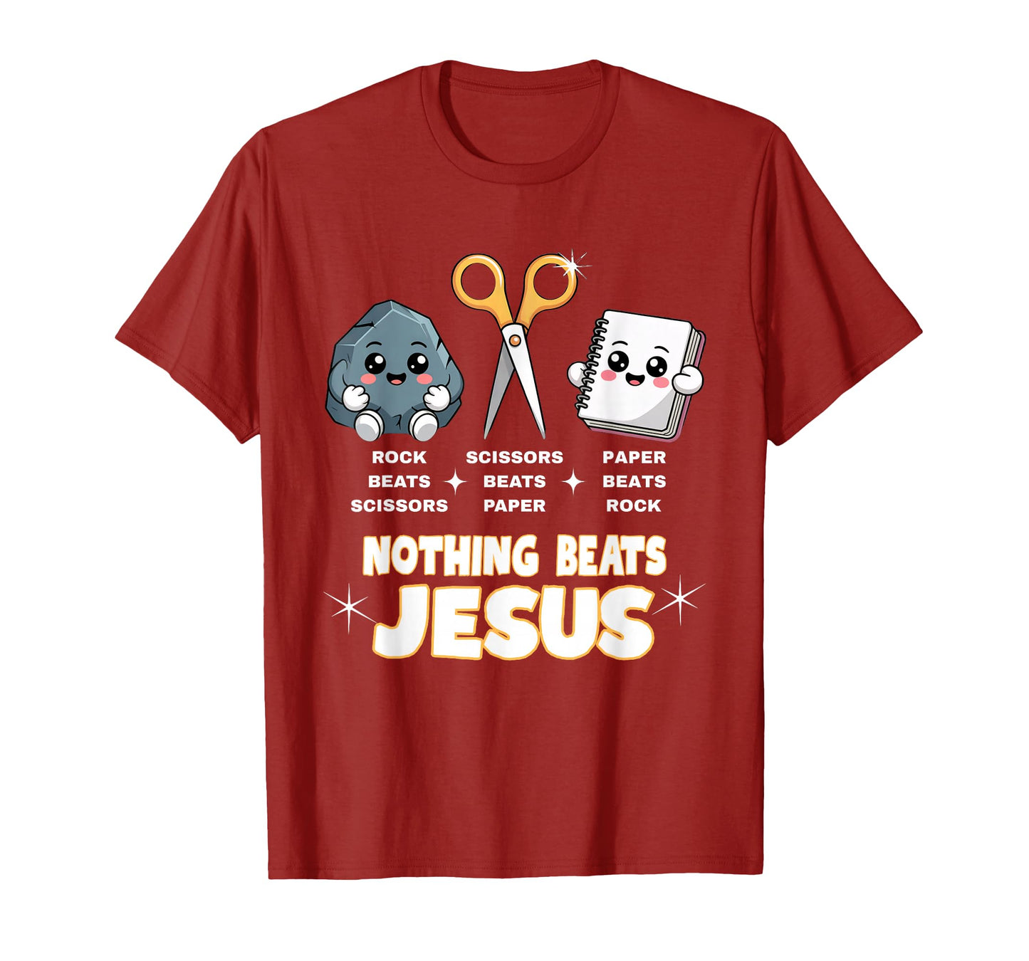 Rock Paper Scissors But Nothing Beats Jesus Funny Christian T-Shirt