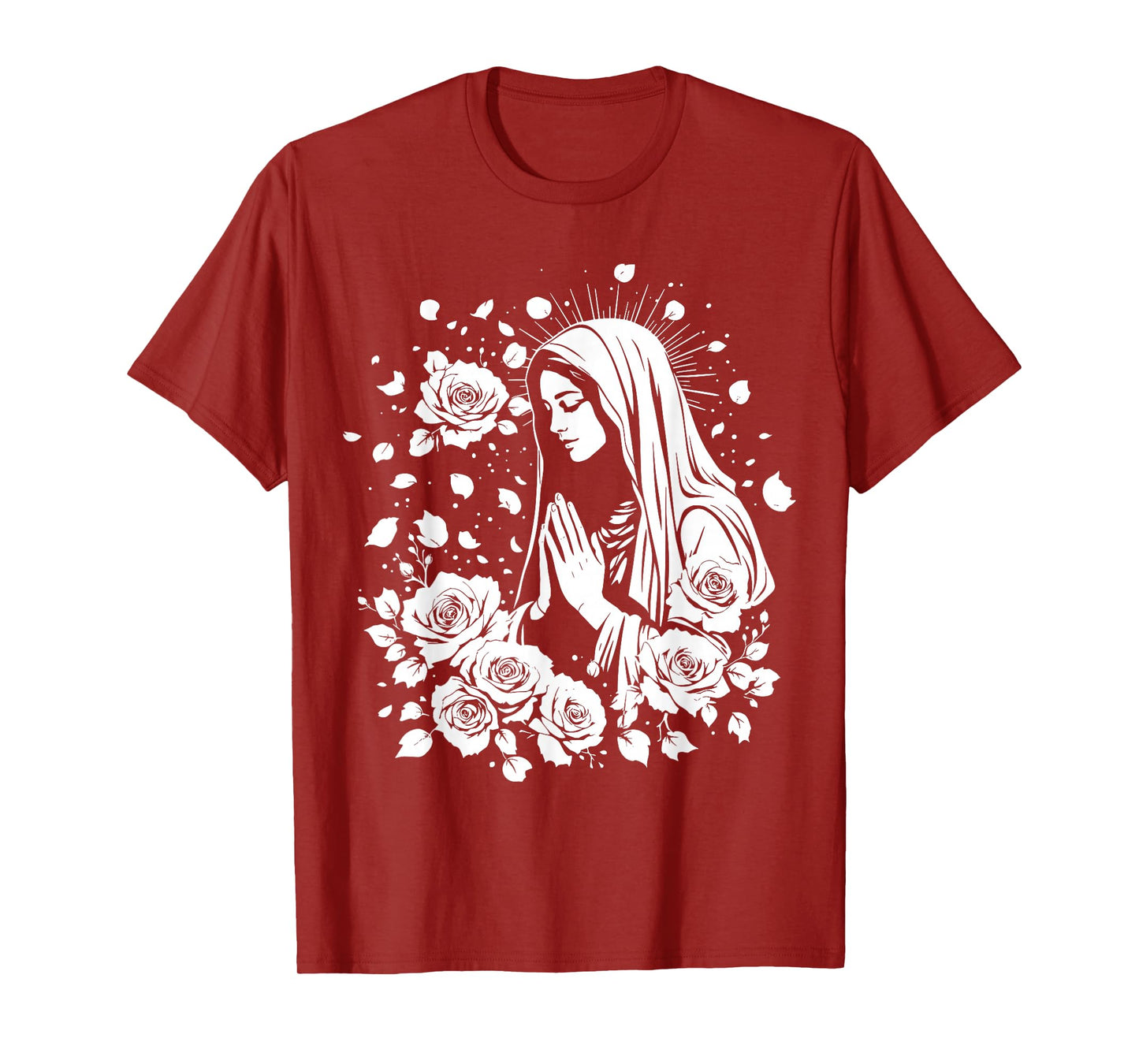 Blessed Mother Mary Mother of Jesus Roses Our Lady Catholic T-Shirt