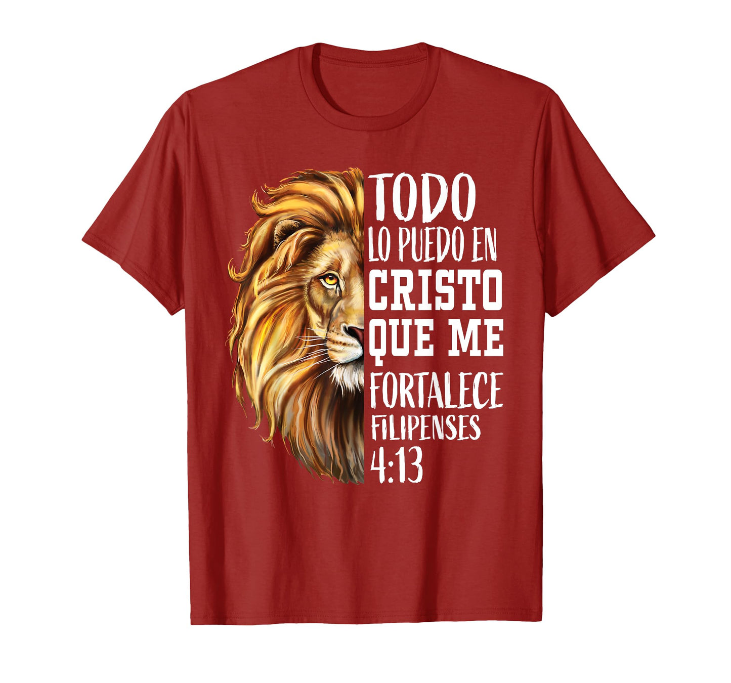 Christian Gift Men Spanish Filipenses 4:13 Verses Lion Judah T-Shirt