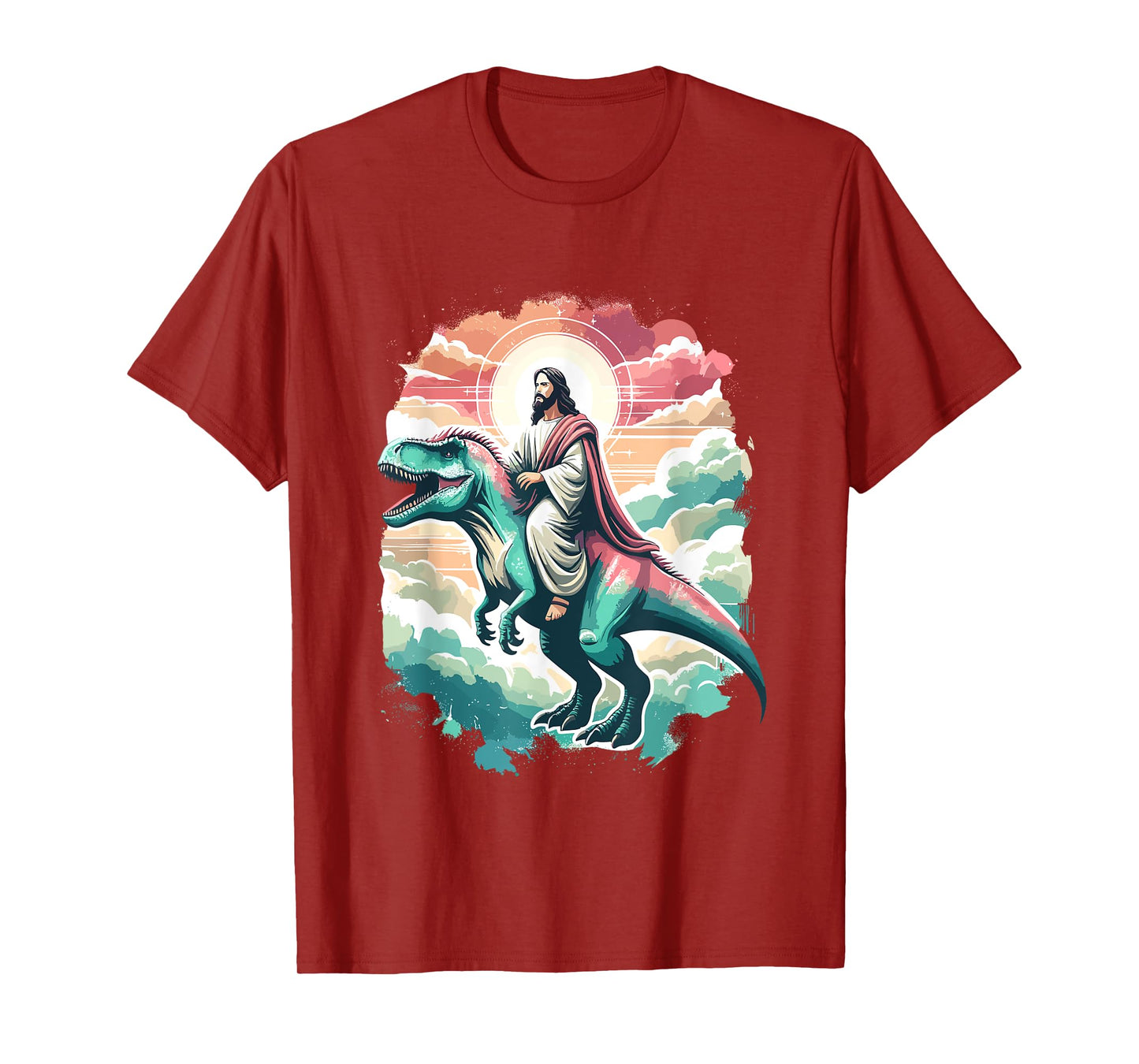 Funny Jesus Riding T-Rex Dinosaur Meme Parody for Believers T-Shirt