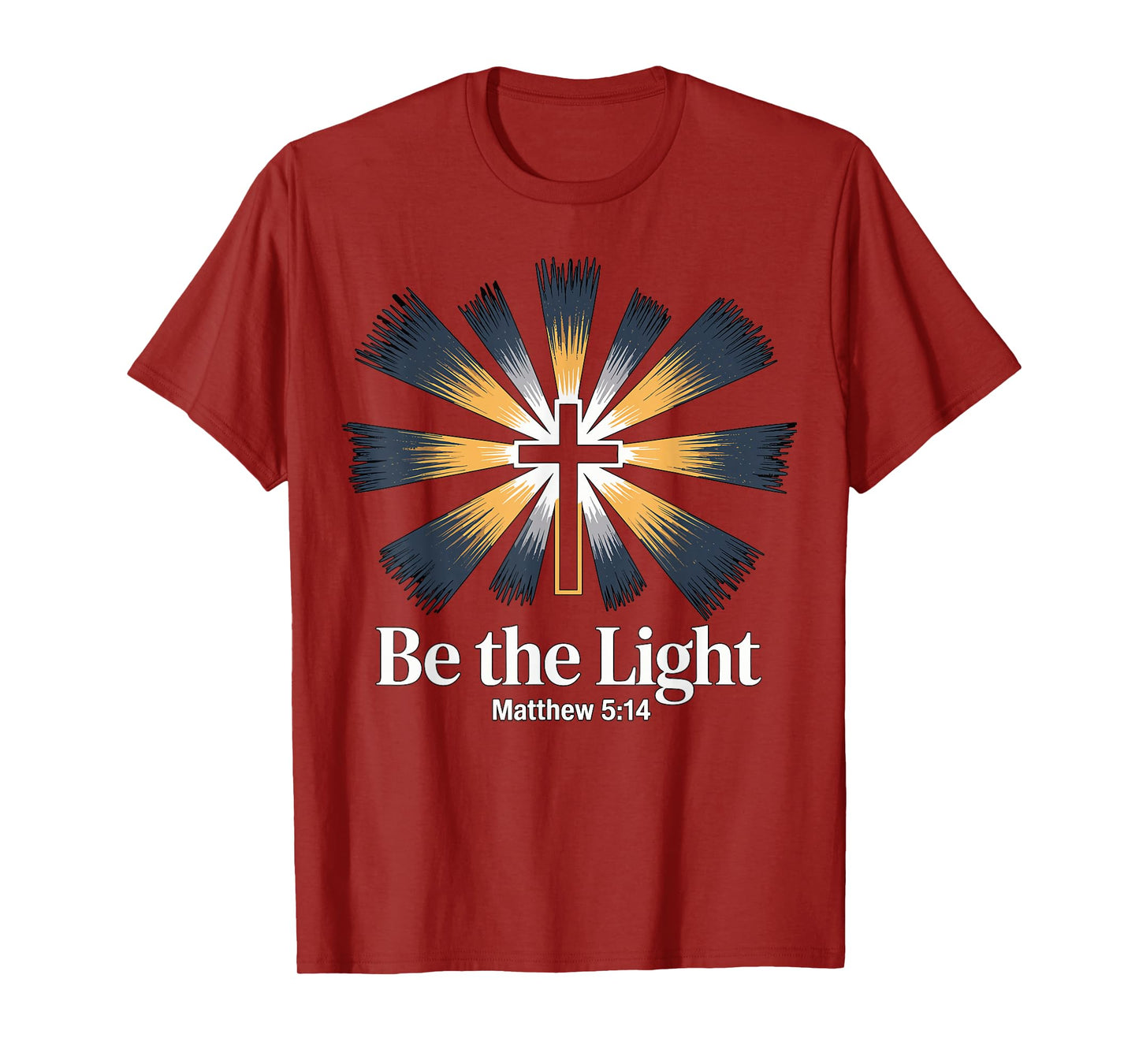 Be The Light Matthew 5 14 Bible Verse Christian Cross Faith T-Shirt
