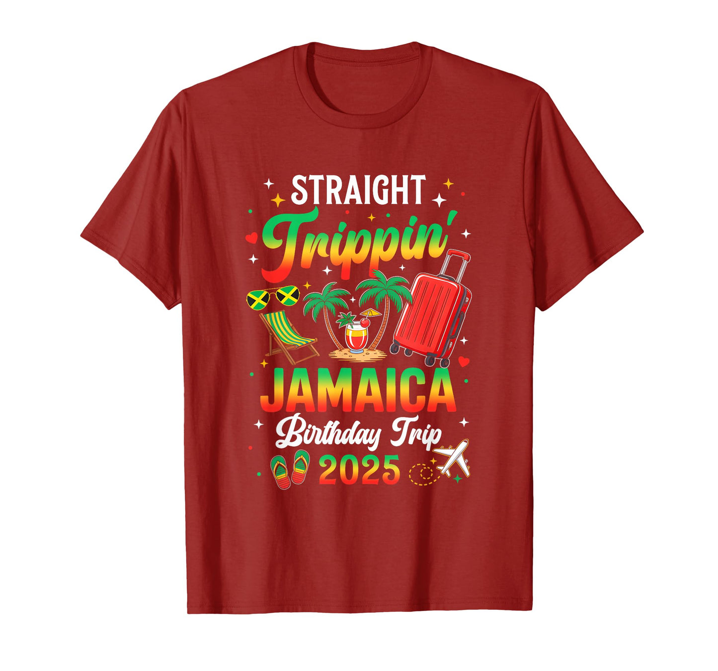 Straight Trippin' Jamaica Vacation 2025 Birthday Family Trip T-Shirt
