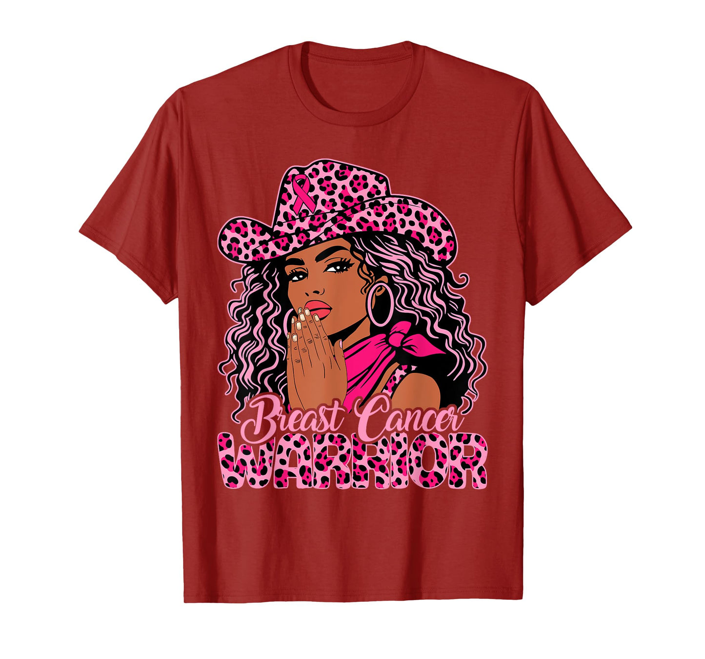 Breast Cancer Warrior Praying Black Cowgirl Afro Christian T-Shirt