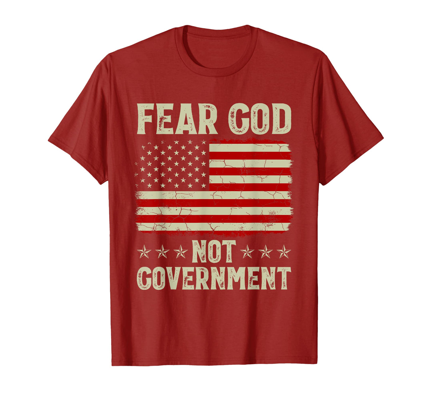 Fear God Not Government Vintage Old American Flag T-Shirt