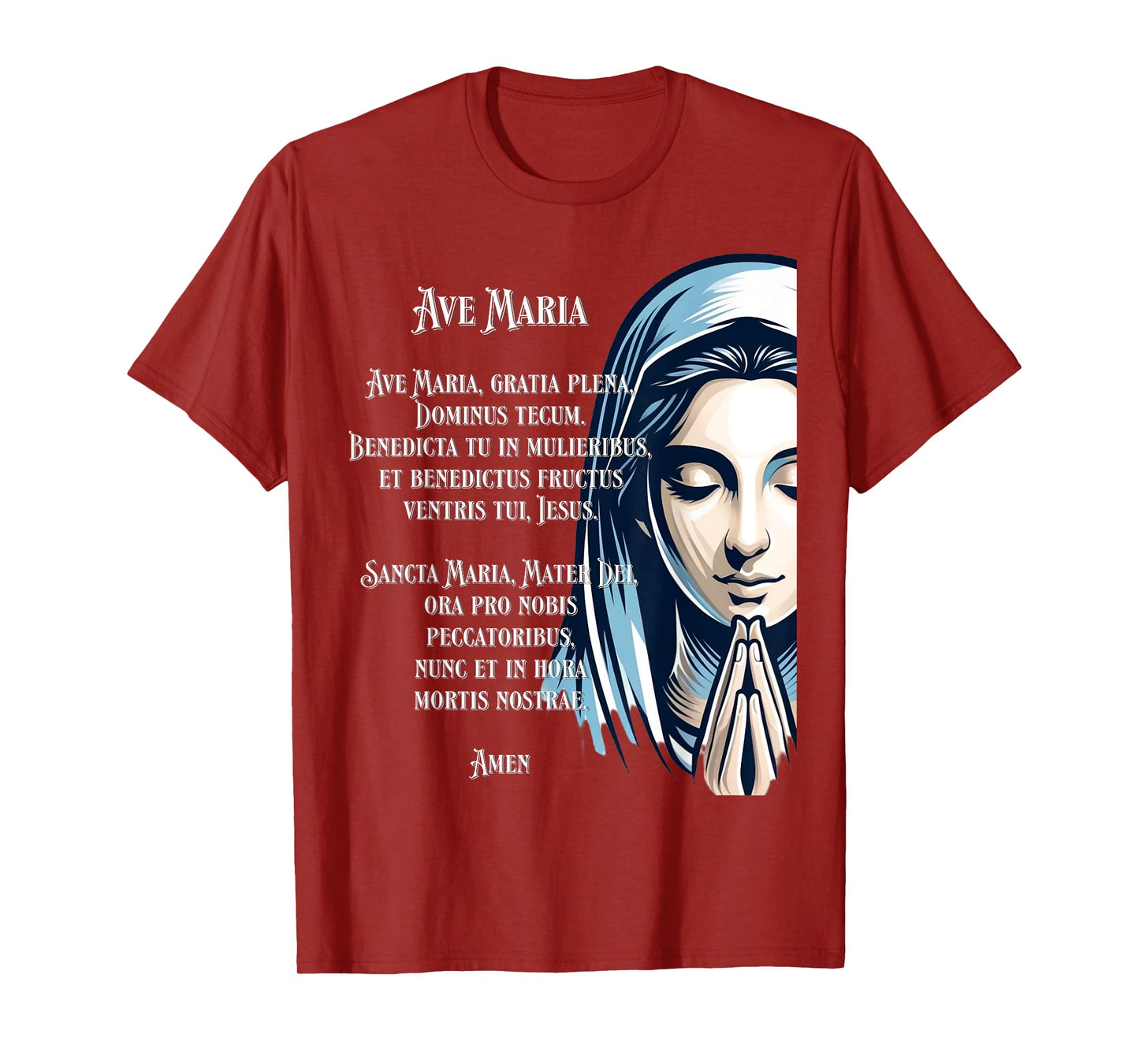 Latin Hail Mary Blessed Mother Rosary Prayer T-Shirt