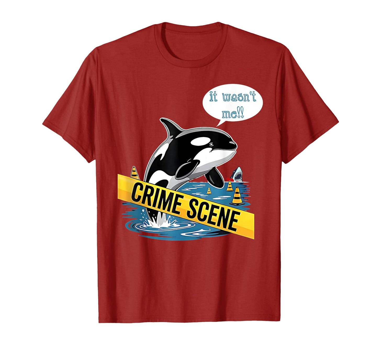 Funny Shark Crime Scene Orca Killer Whale Kawaii Sea Panda T-Shirt