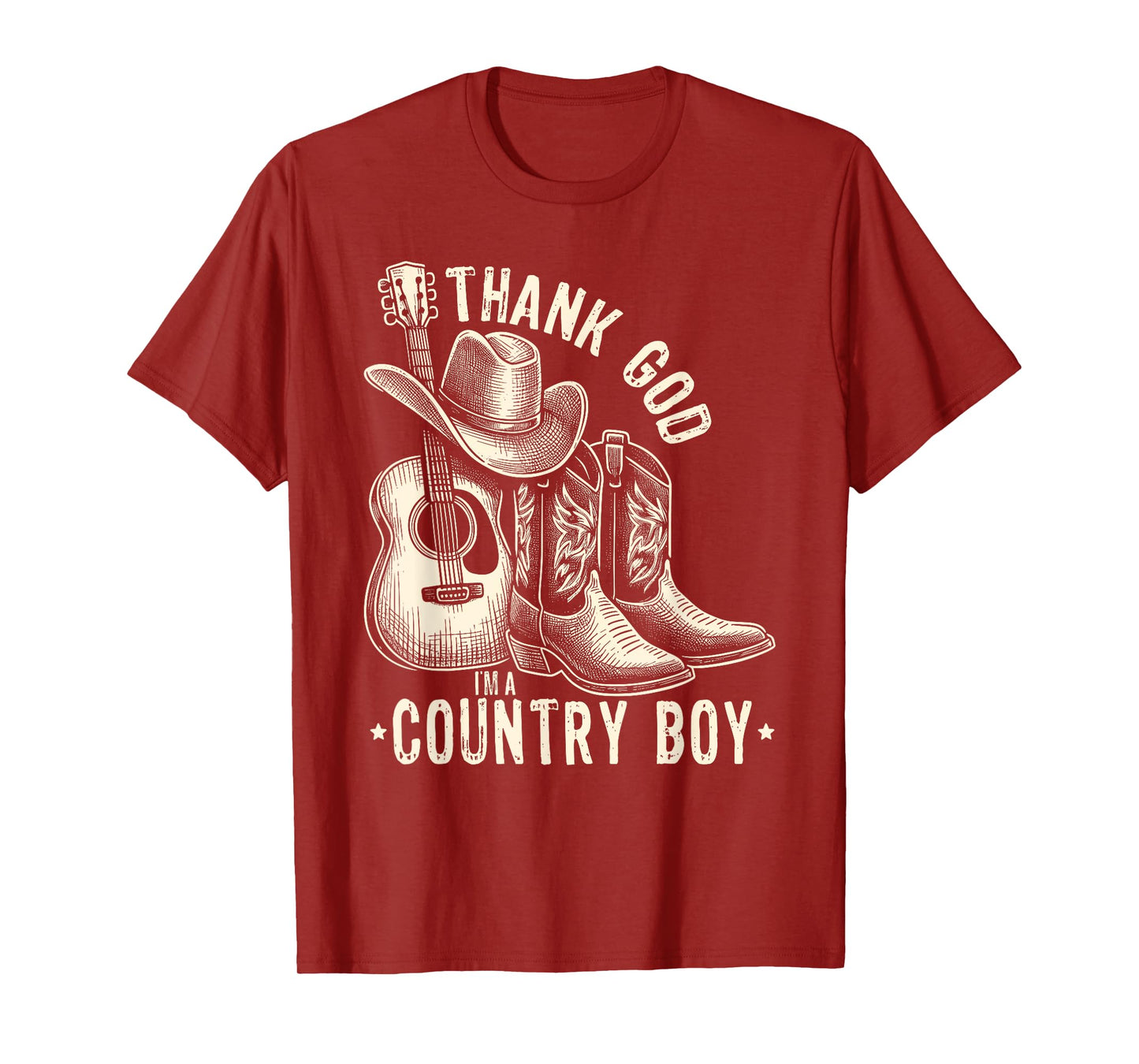 Thank God I'm A Country Music Boy Cowboy Western Retro T-Shirt
