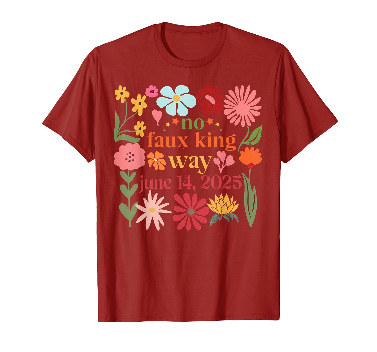 No Faux King Way Resist 70s Retro Floral Womens T-Shirt