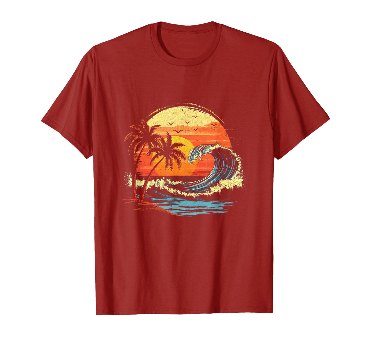 Retro Sunset Tropical Vintage Beach Palm Tree For Men Women T-Shirt