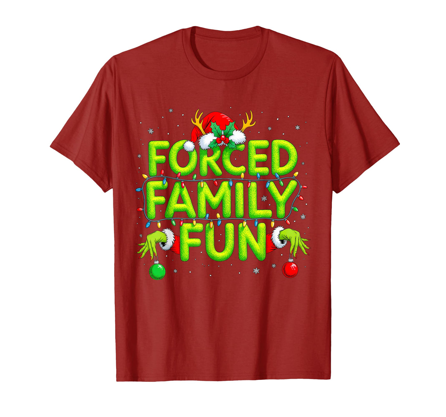 Funny Forced Family Fun Christmas Holiday Shirt Men Kids Boy T-Shirt