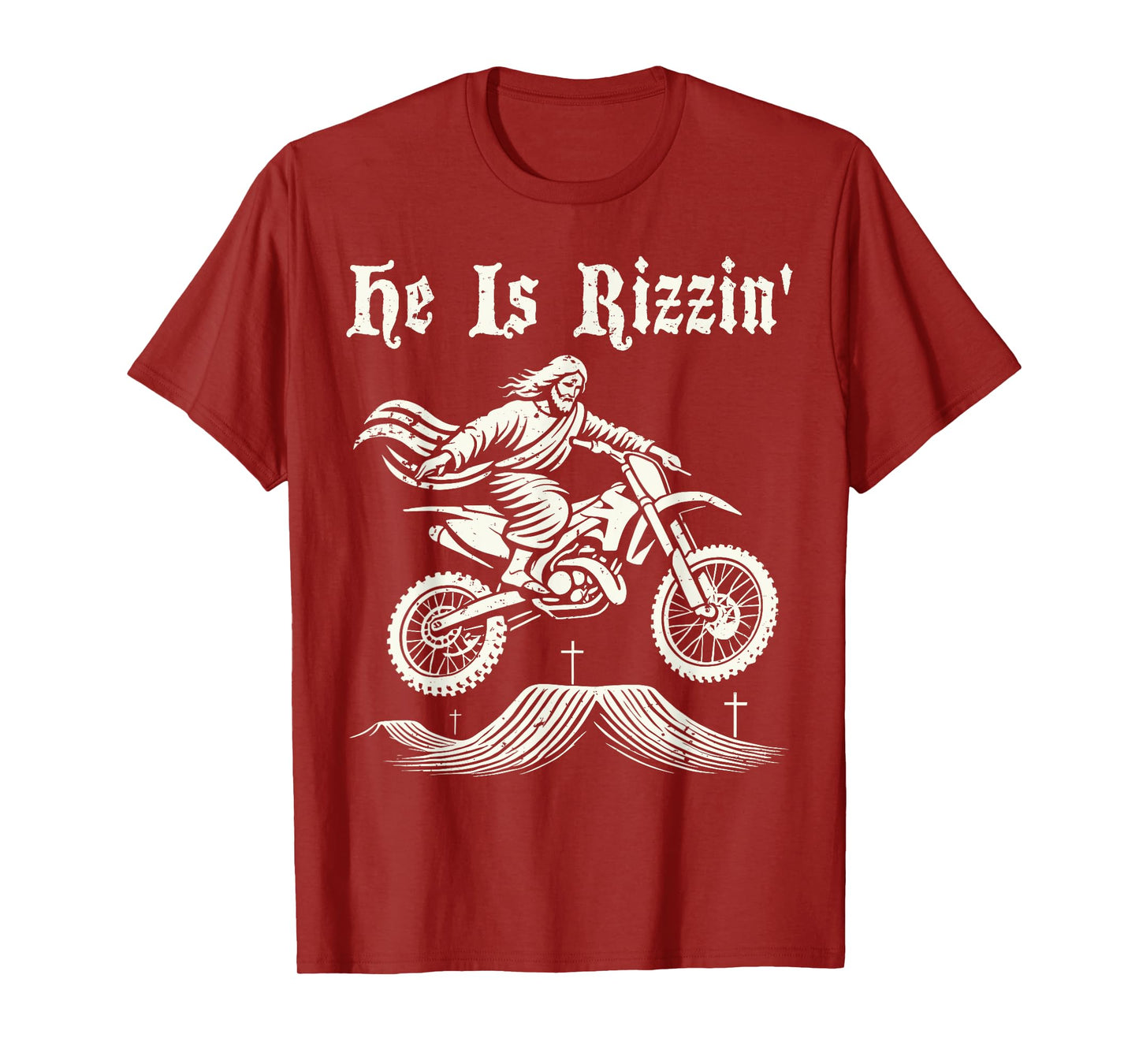 Funny jesus christ motocross dirt bike he's rizzin' easter T-Shirt