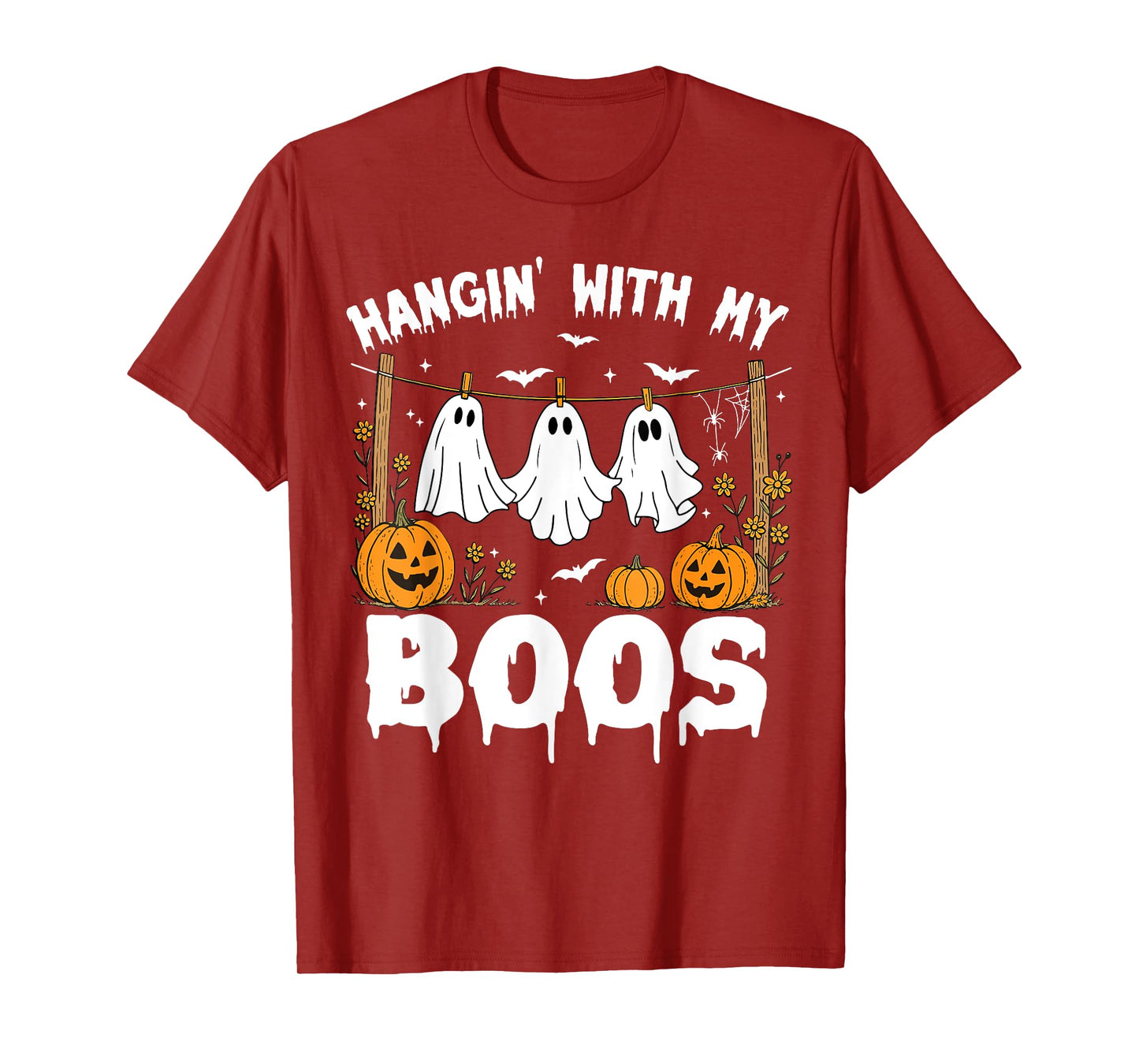 Halloween Quote Hanging with My Boos Funny Ghost Pumpkin T-Shirt