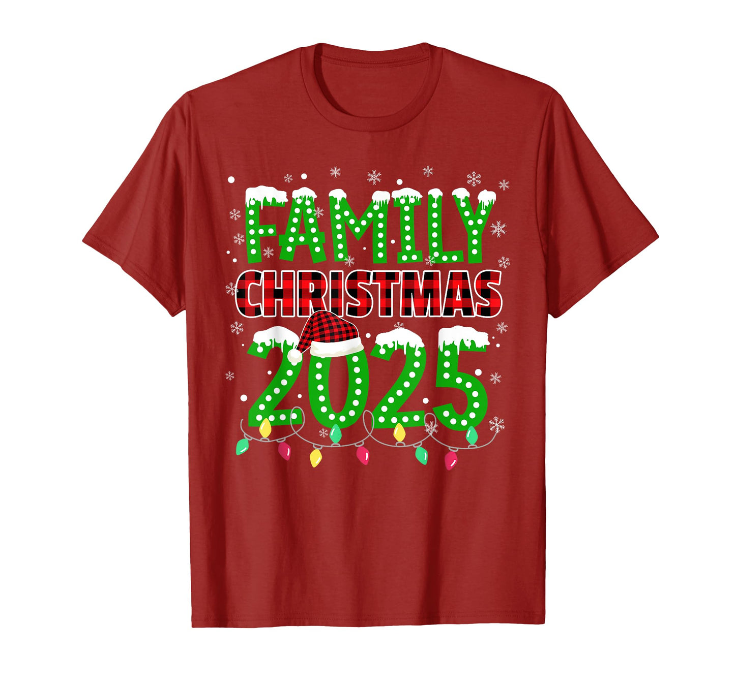 Family Christmas 2025 Xmas Lights Santa Pajamas Holiday T-Shirt
