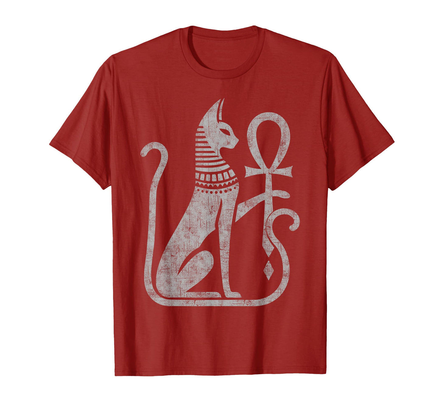 Bastet cat goddess ancient Egyptian ankh distressed symbol Men Women Kids T-Shirt