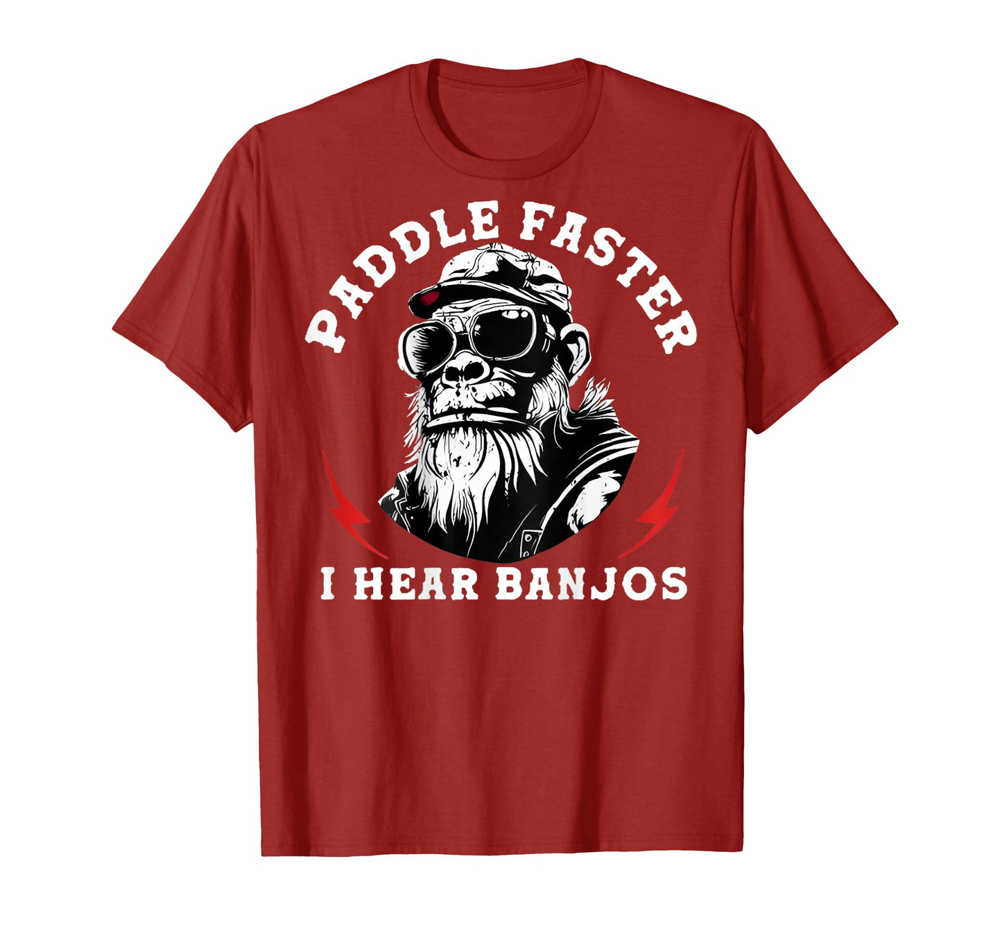 (On Back) Paddle Faster I Hear Banjos Funny Monkey T-Shirt