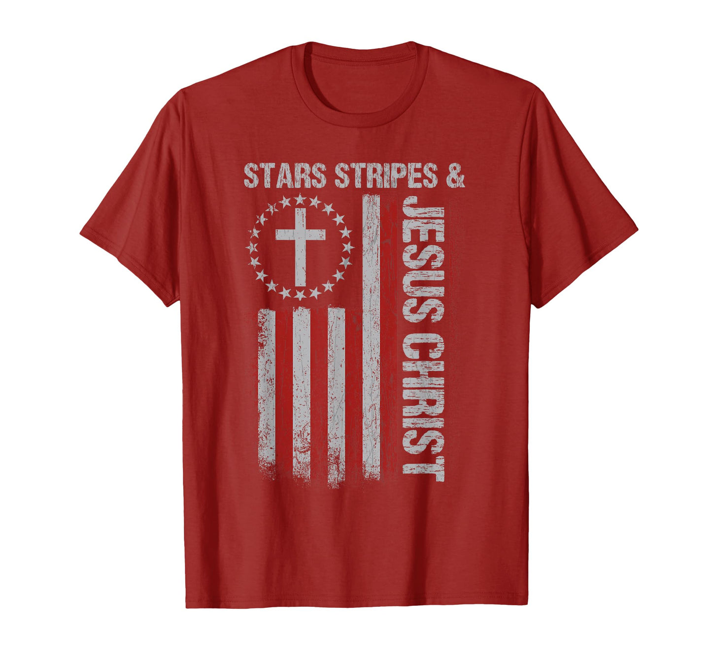 Stars Stripes Jesus Christ US Flag Christian 4th Of July Men T-Shirt