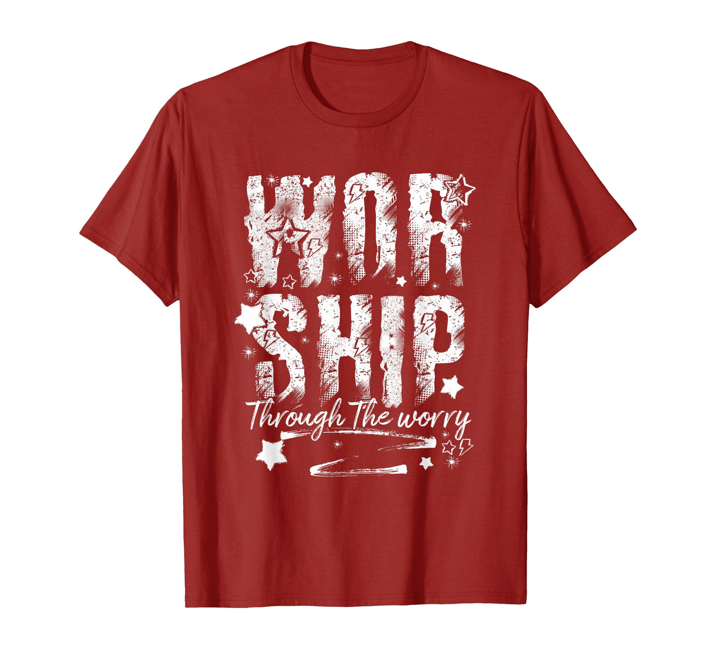 Worship Through The Worry Christian Faith Retro Bible Verse T-Shirt